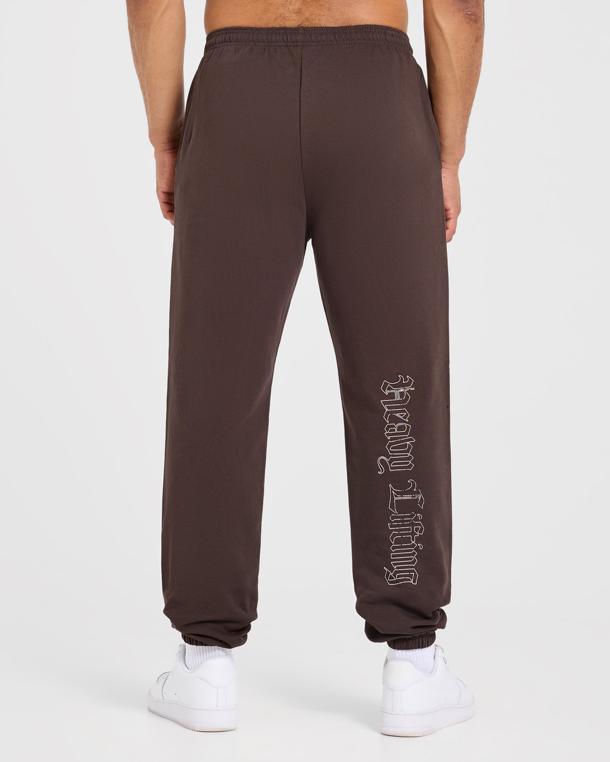 Heavy Lifting Gothic Oversized Joggers - Brown/Cream