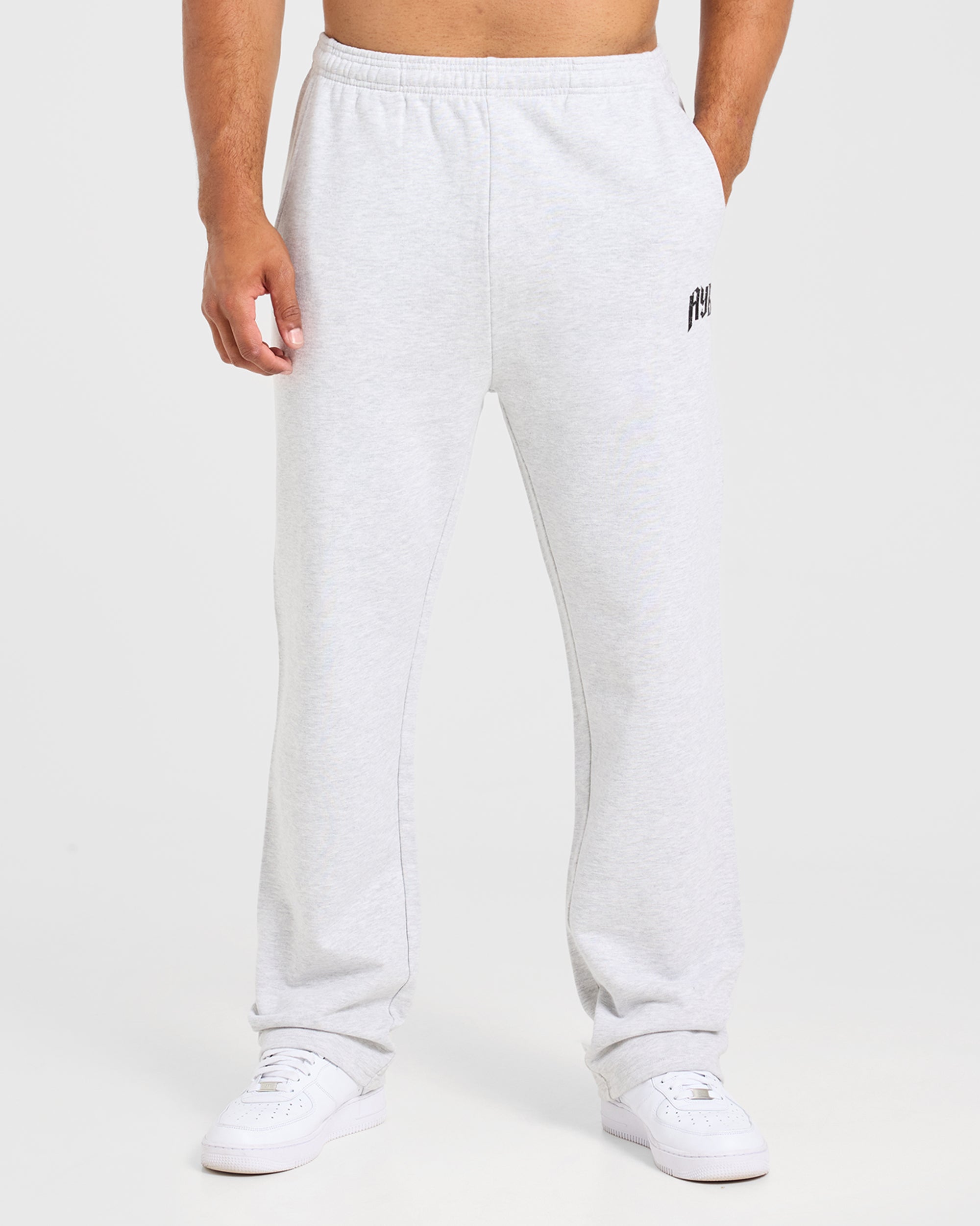 Heavy Lifting Gothic Oversized Straight Leg Joggers - Grey Marl