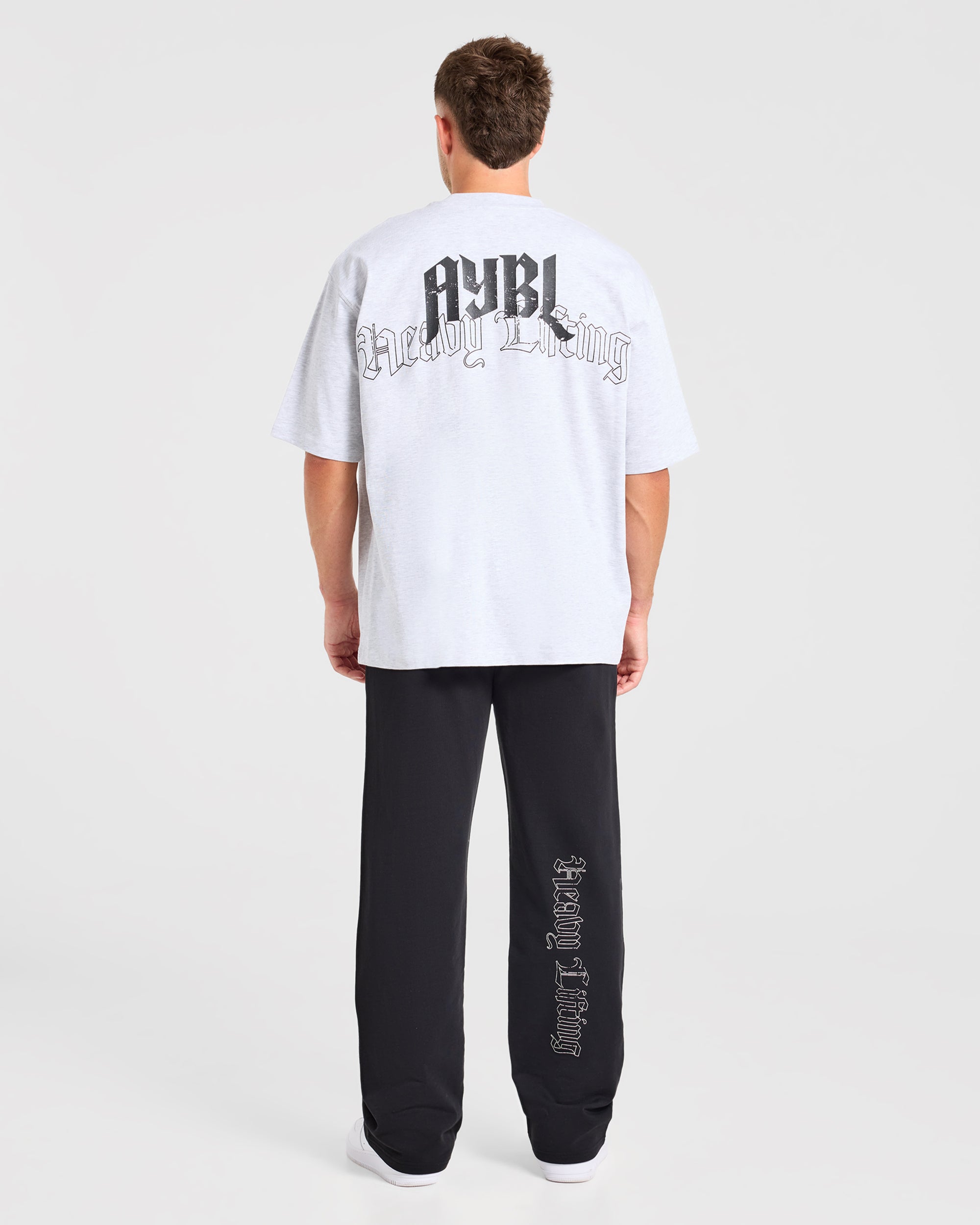Heavy Lifting Gothic Oversized Straight Leg Joggers - Black/White