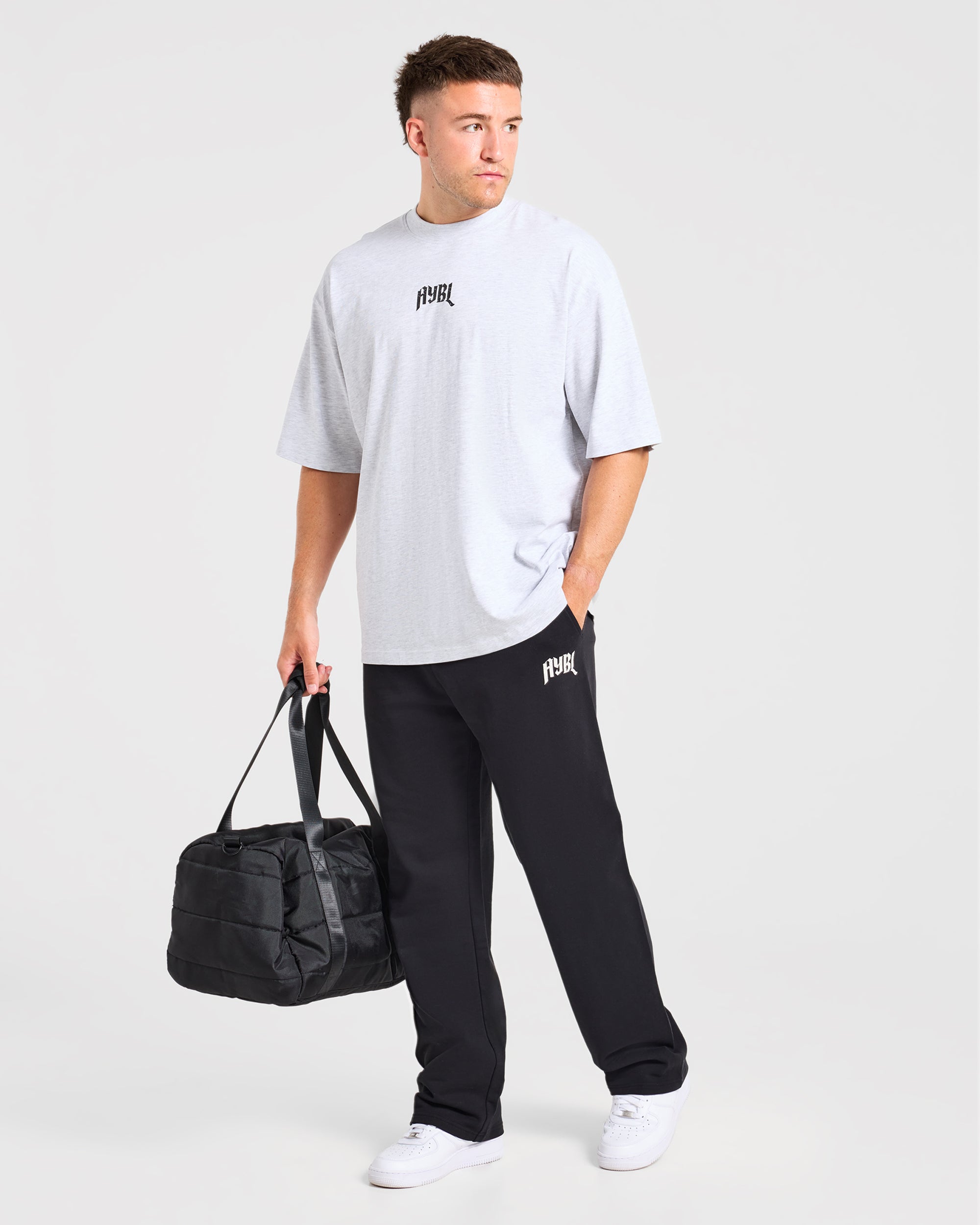 Heavy Lifting Gothic Oversized Straight Leg Joggers - Black/White