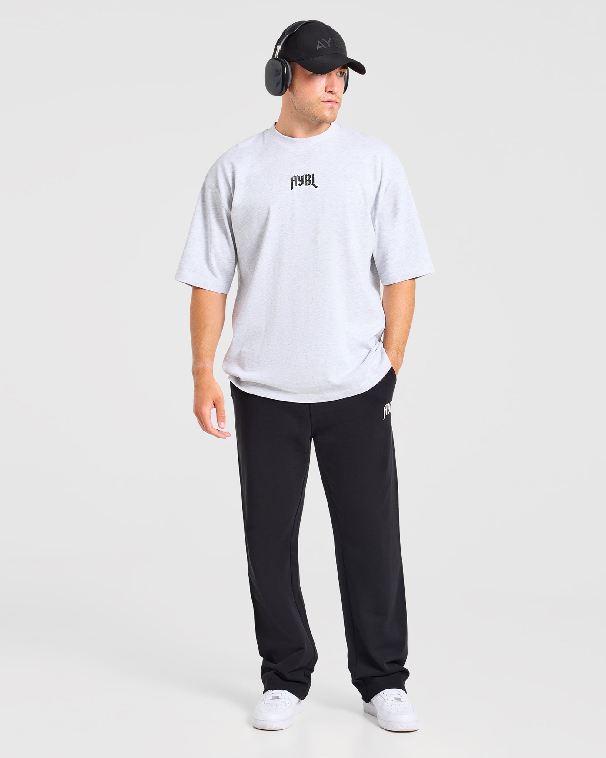 Heavy Lifting Gothic Oversized Straight Leg Joggers - Black/White