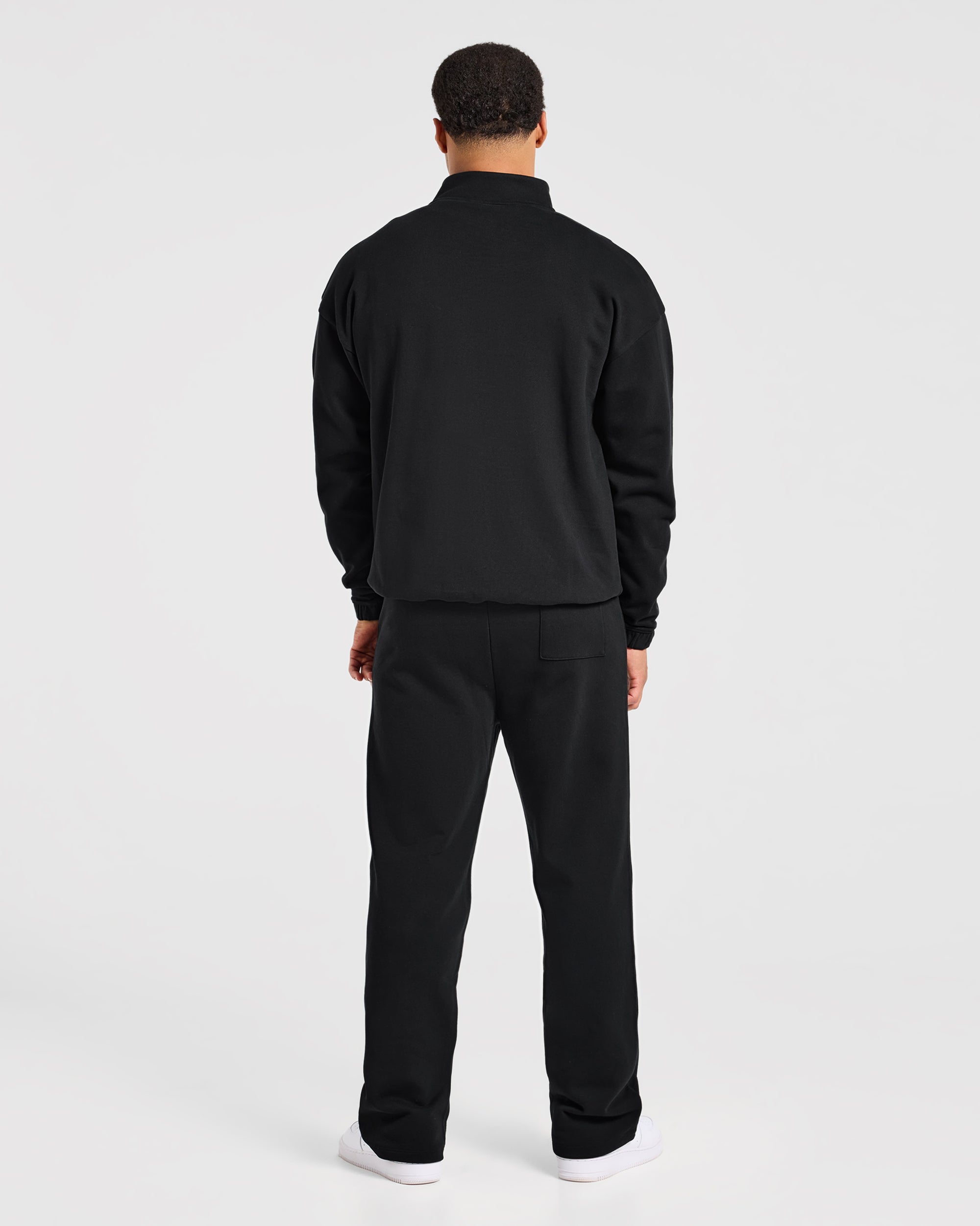 Effortless Oversized 1/4 Zip Pullover - Black
