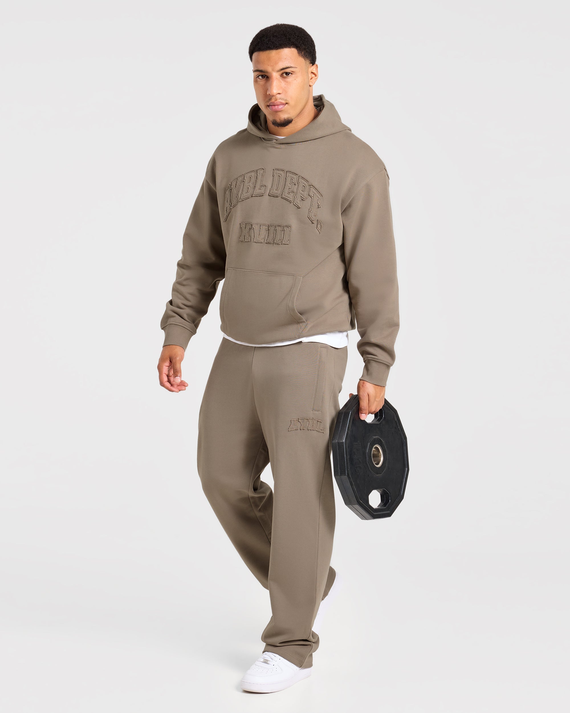 Effortless Oversized Straight Leg Joggers - Deep Ecru
