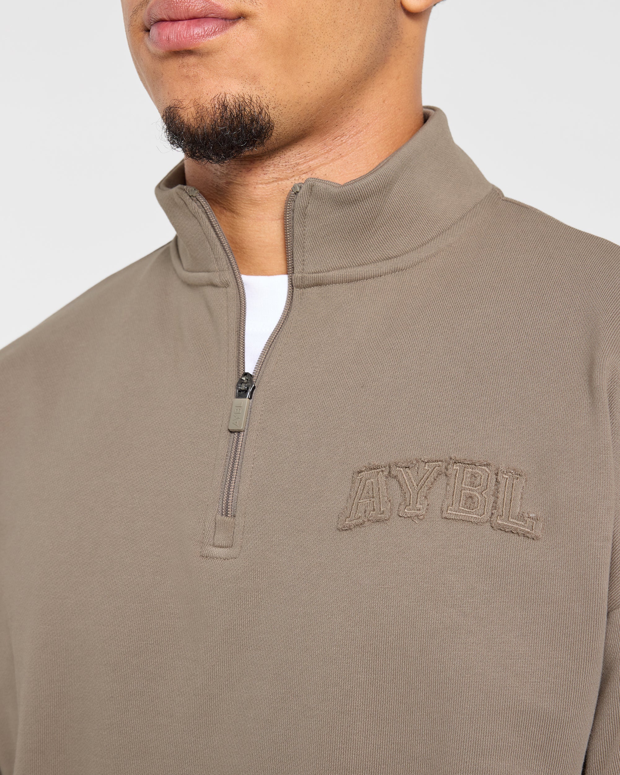 Effortless Oversized 1/4 Zip Pullover - Deep Ecru