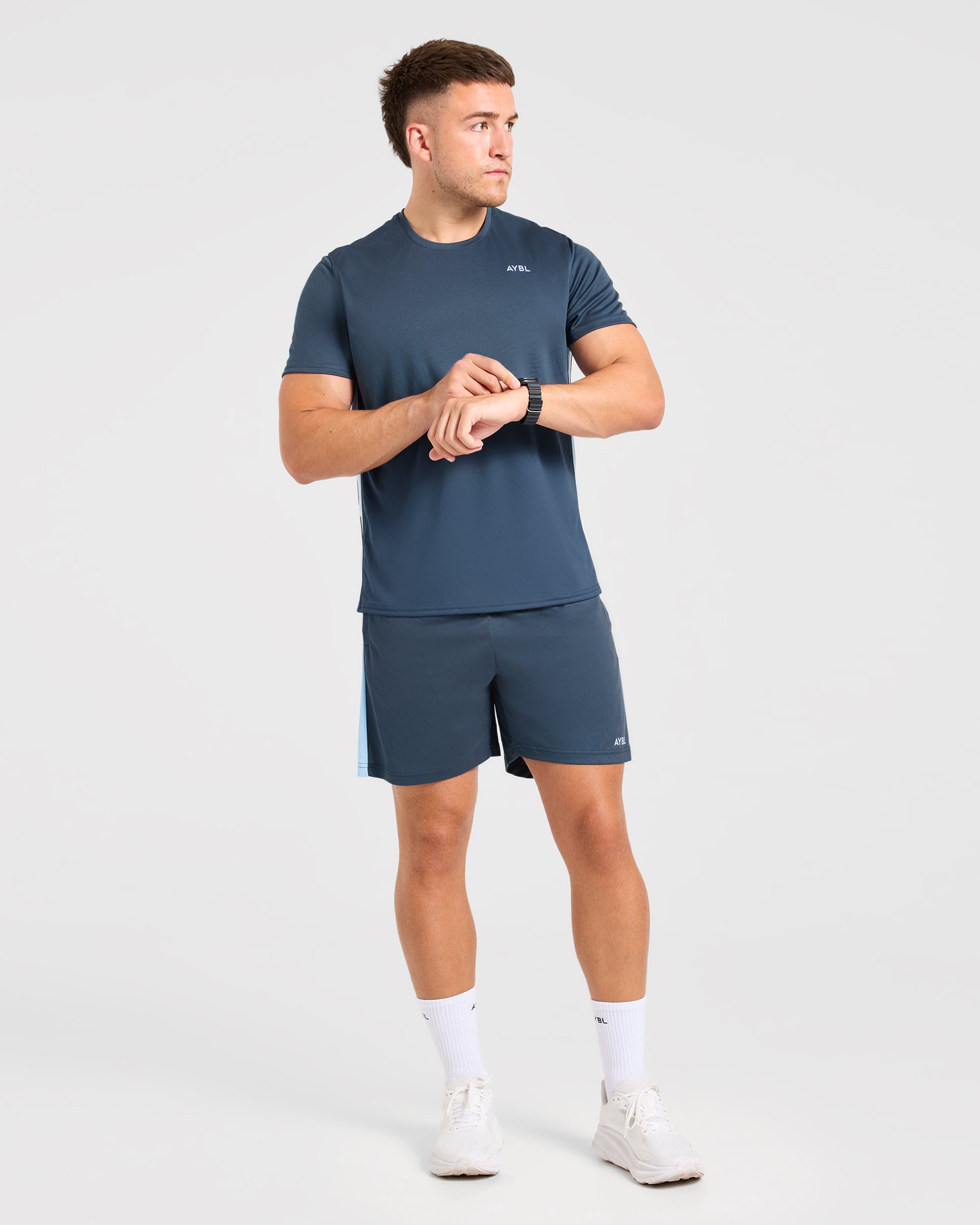 Active T Shirt - Muted Navy/Light Blue