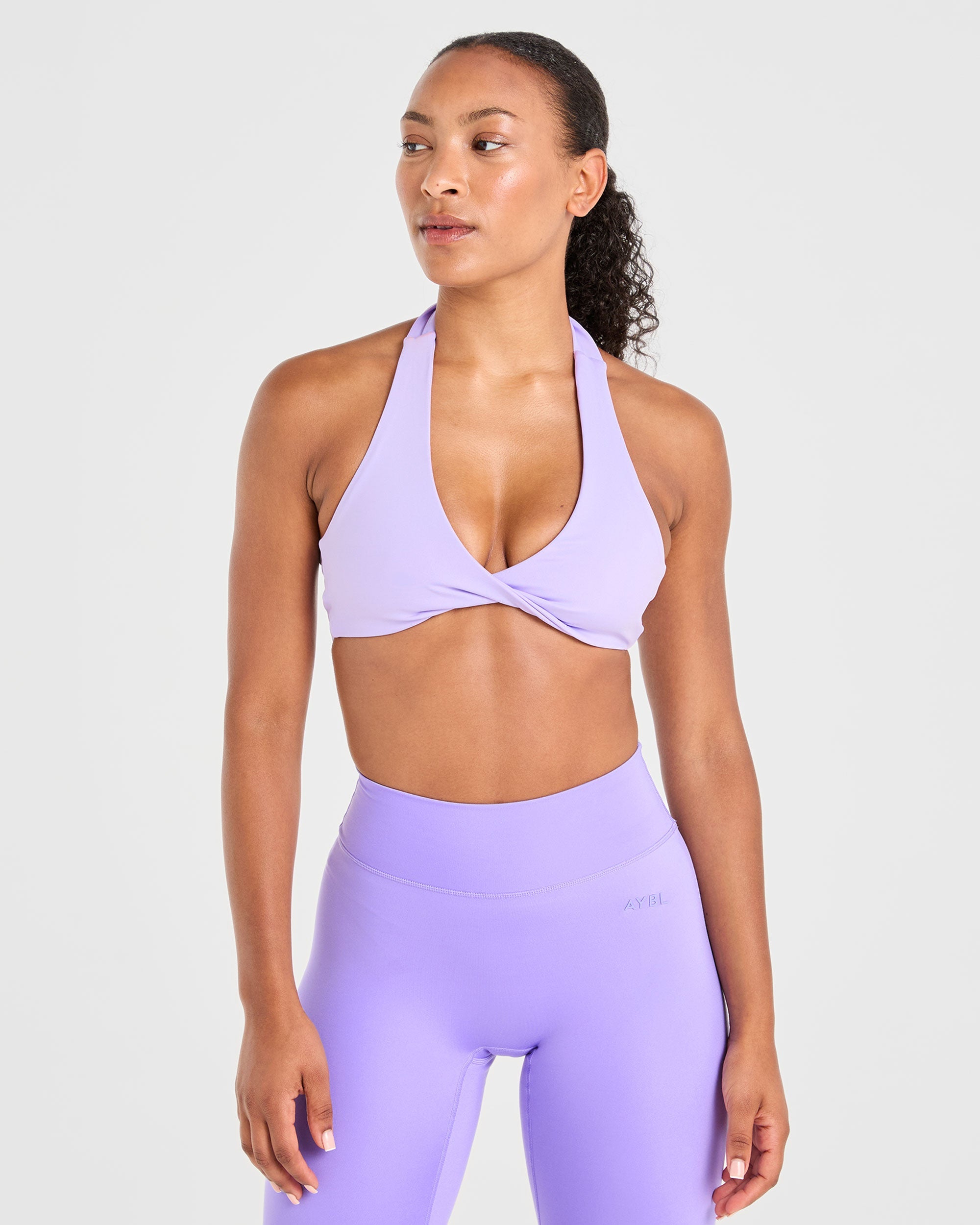 Essential Halterneck Sports Bra - Pastel Purple