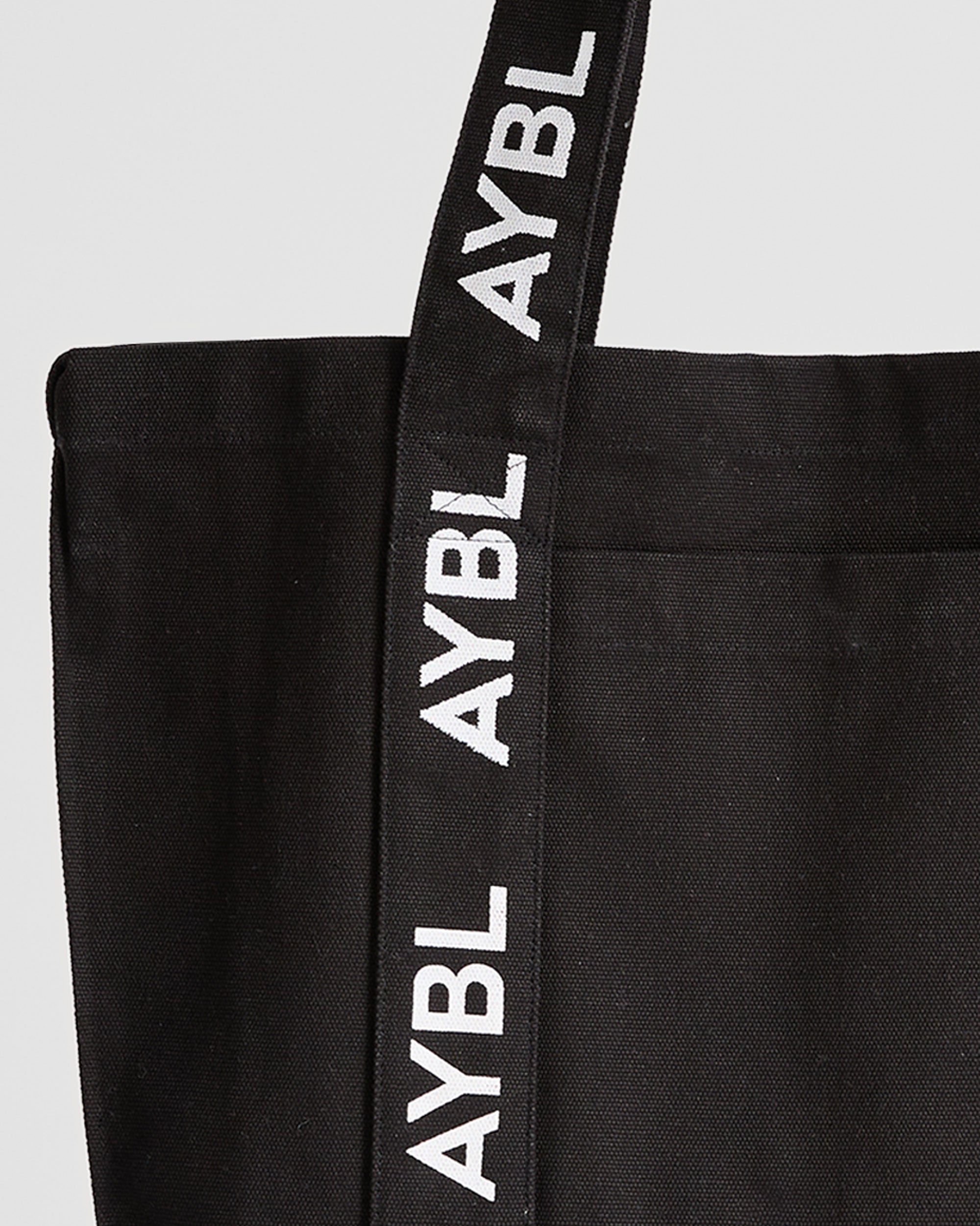 Branded Strap Tote Bag - Black