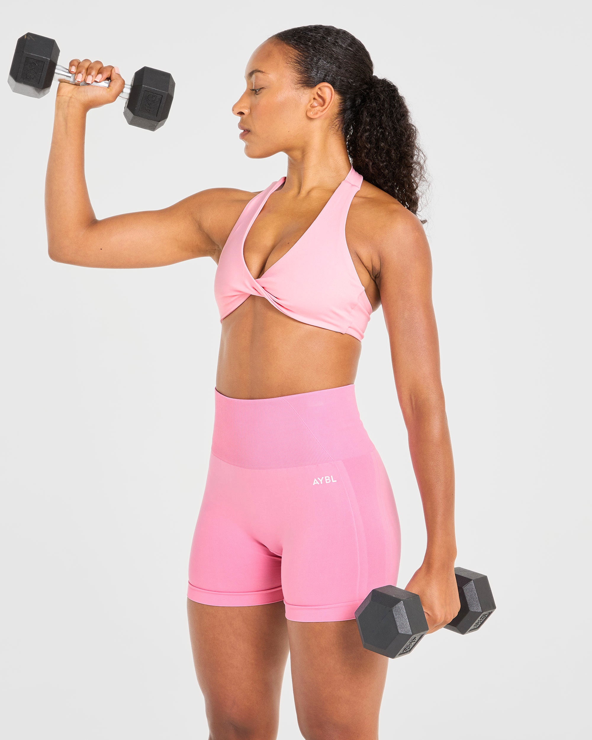 Essential Halterneck Sports Bra - Baby Pink