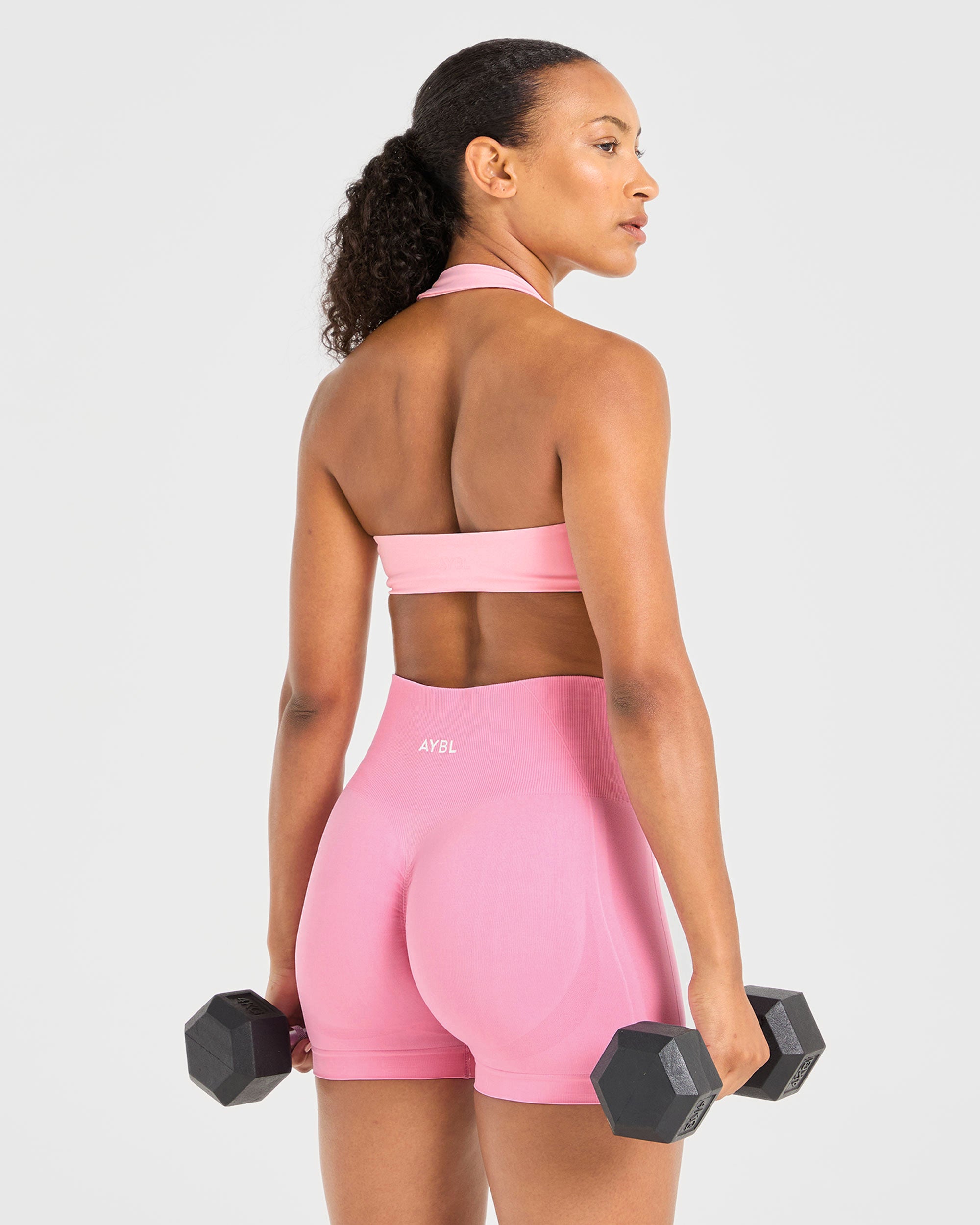 Essential Halterneck Sports Bra - Baby Pink