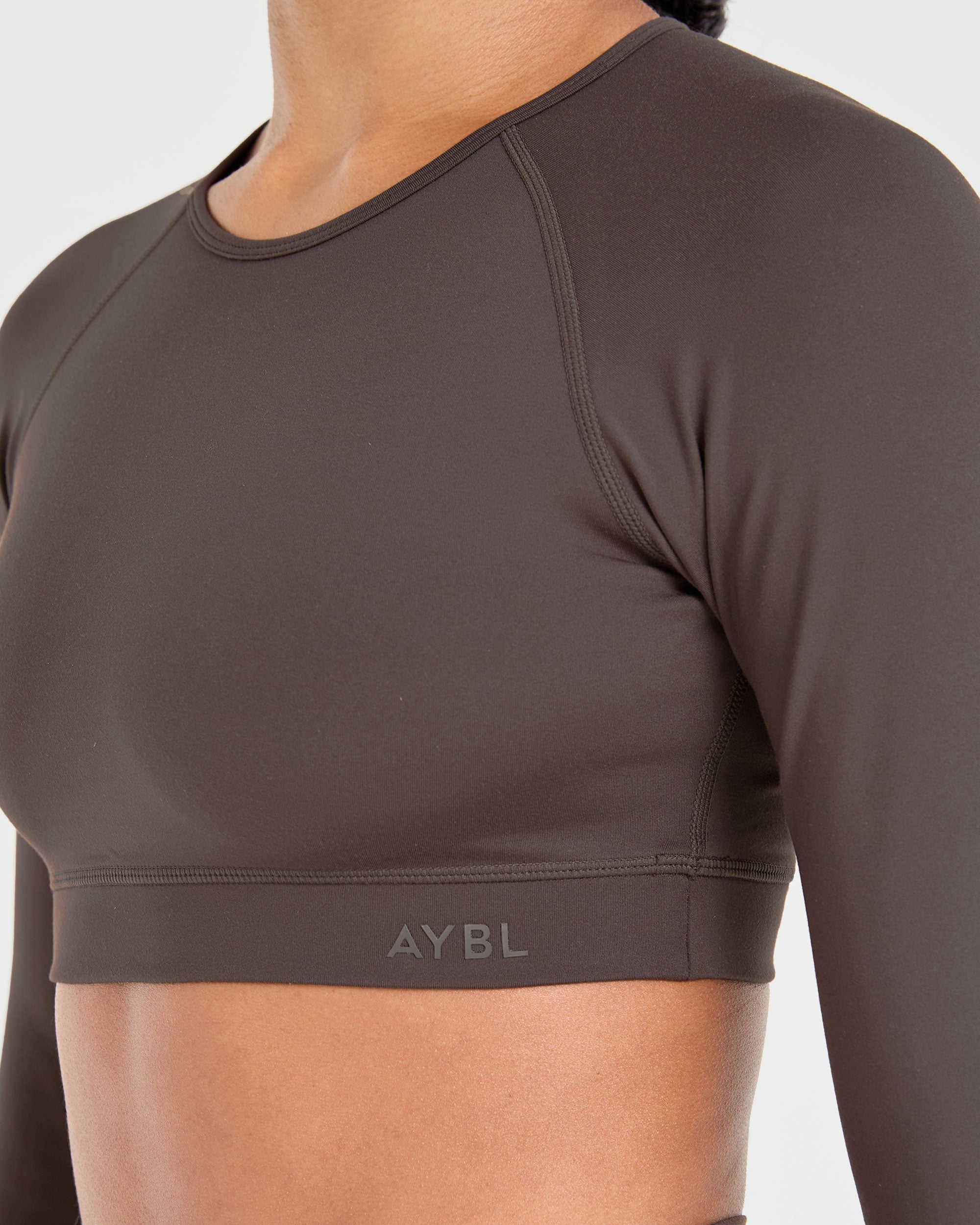 Staple Long Sleeve Crop Top - Coffee Brown