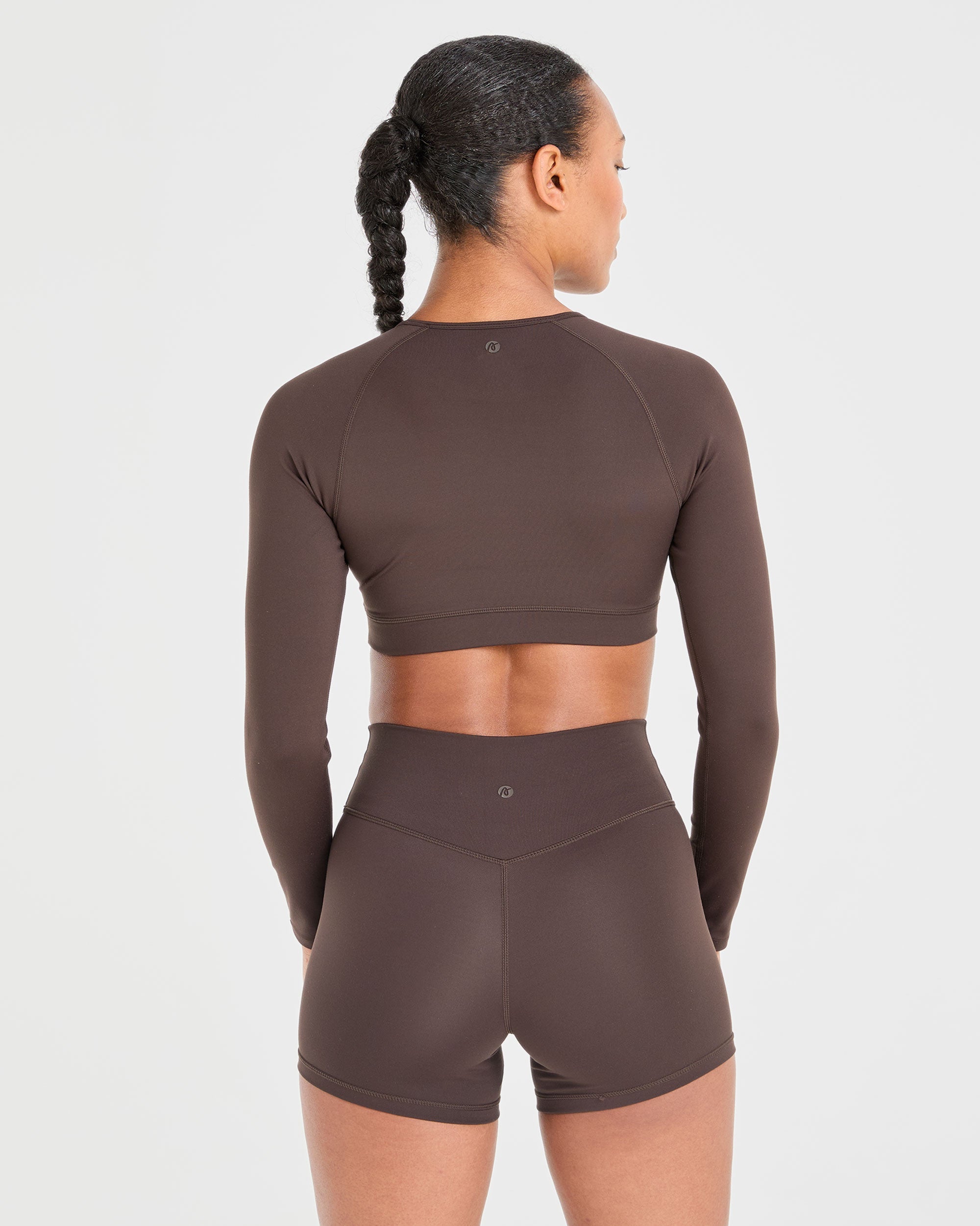 Staple Long Sleeve Crop Top - Coffee Brown