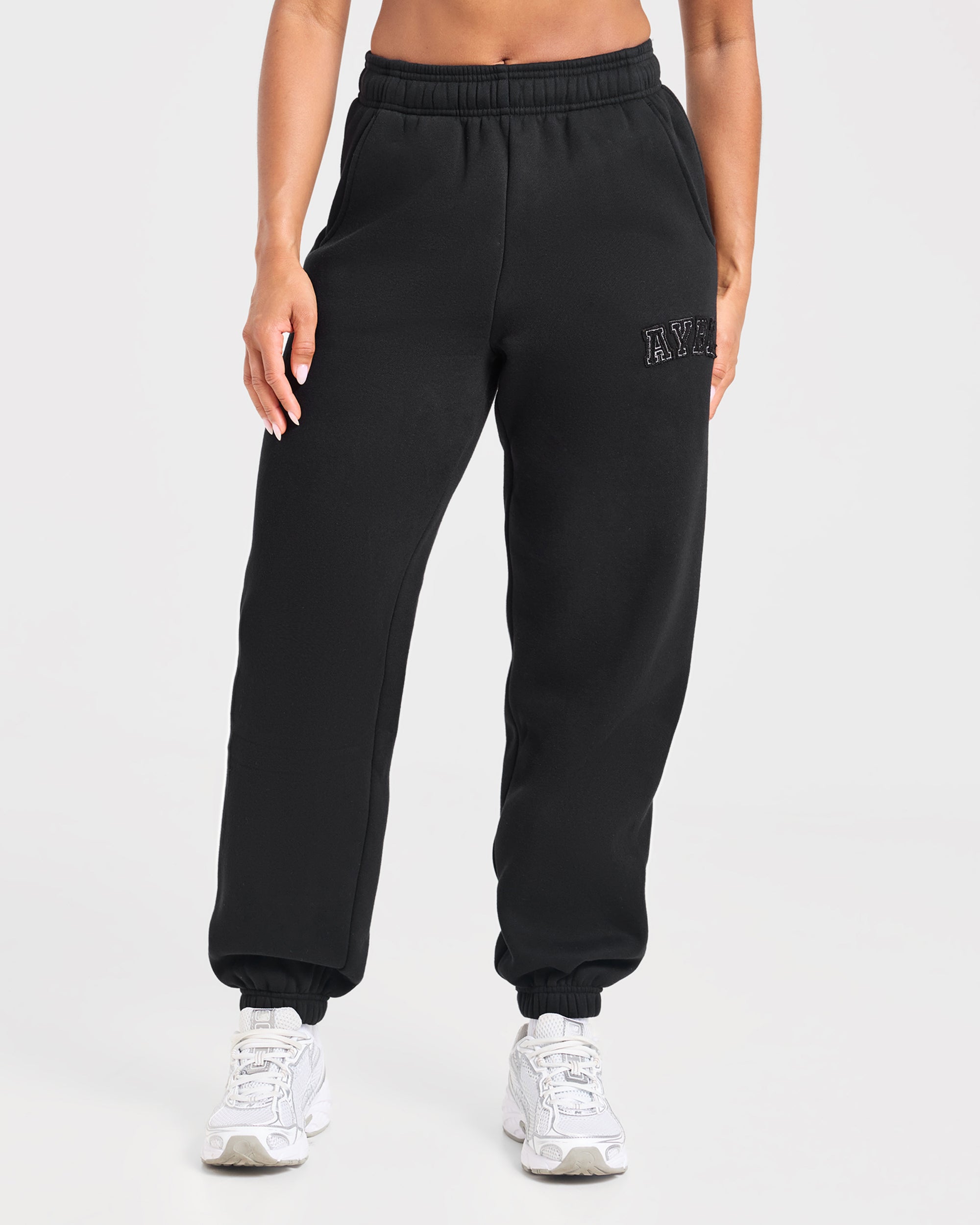 Varsity Applique Oversized Joggers - Black
