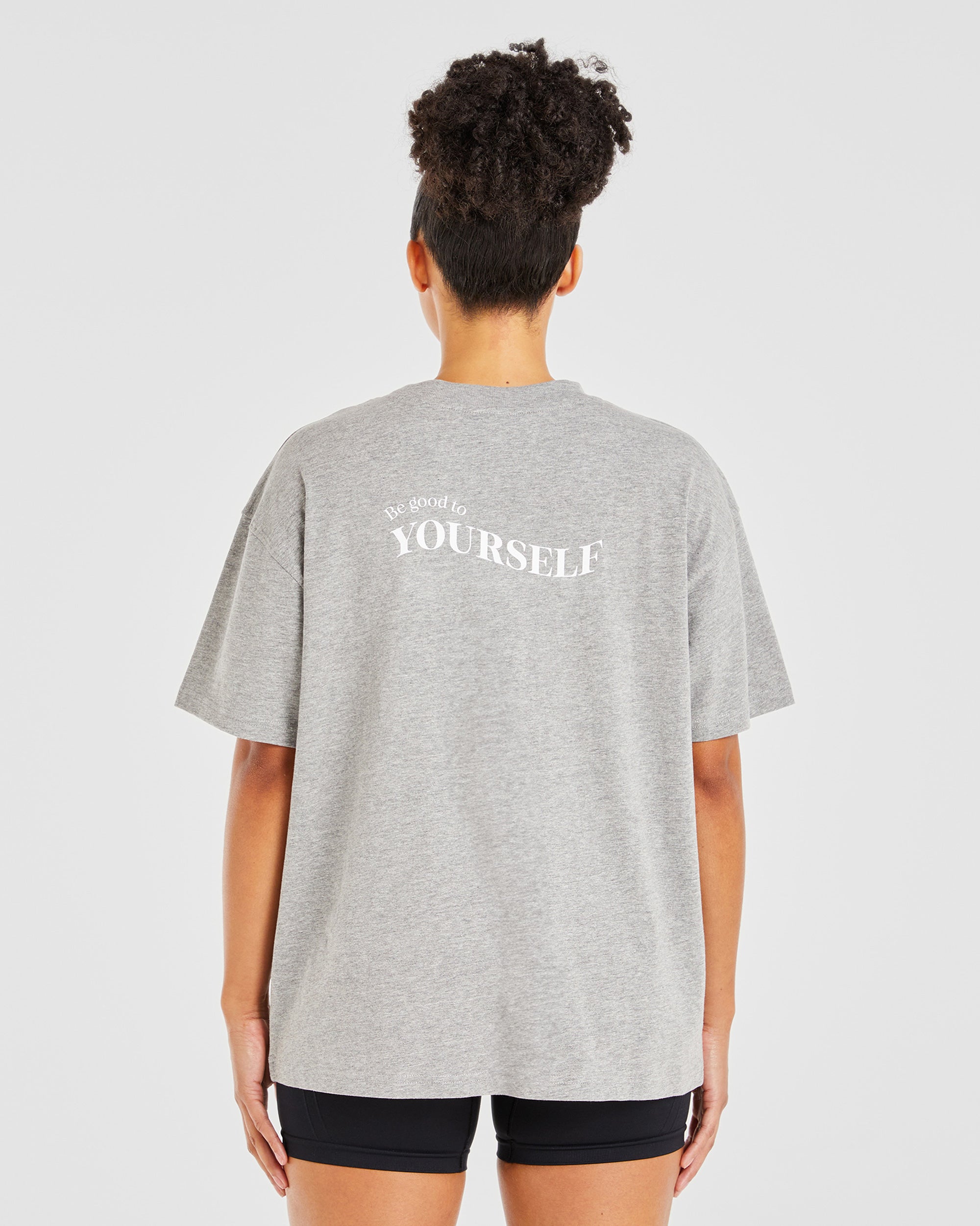 Be Good To Yourself Oversized T Shirt - Heather Grey/White