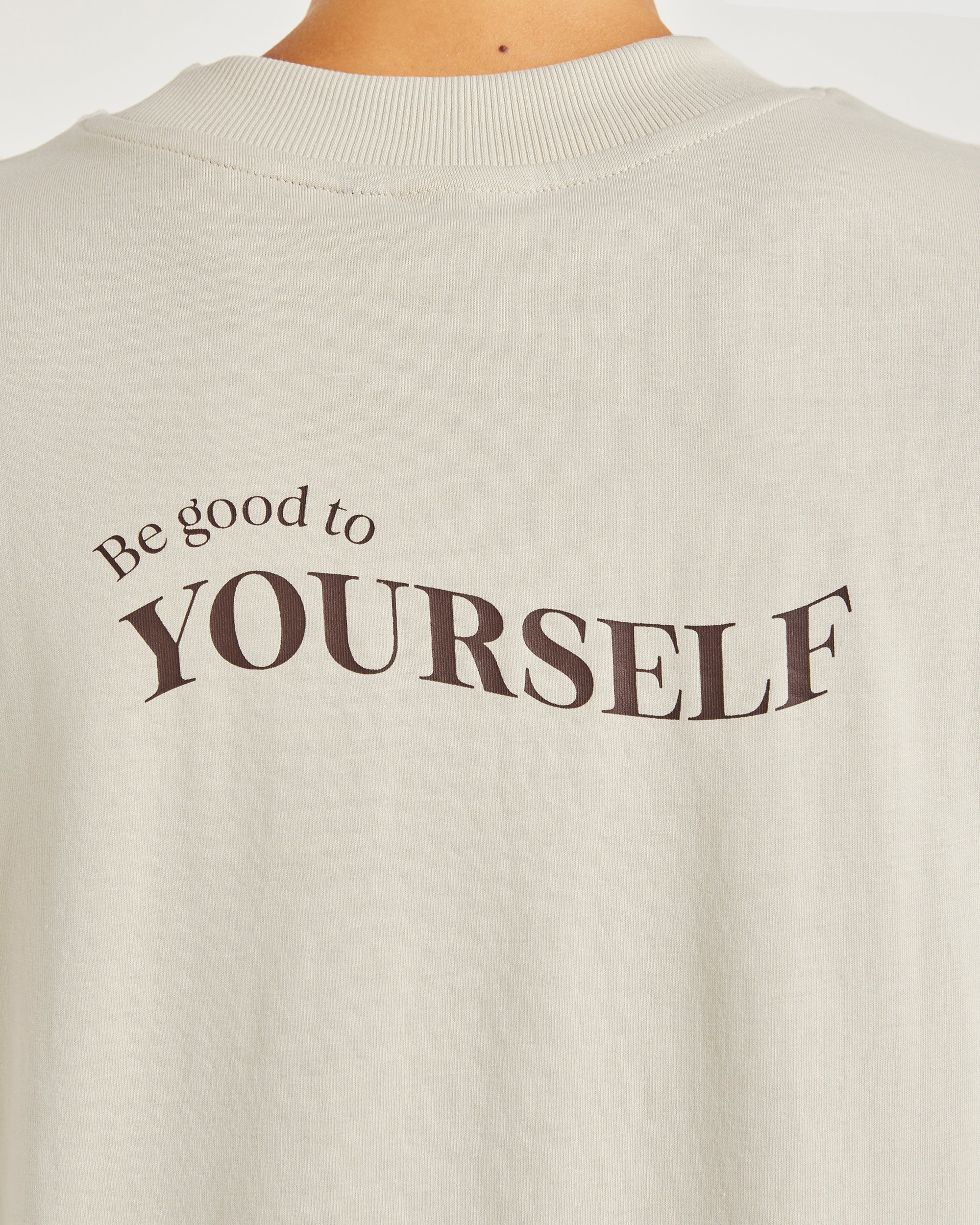 Be Good To Yourself Oversized T Shirt - Beige/Brown