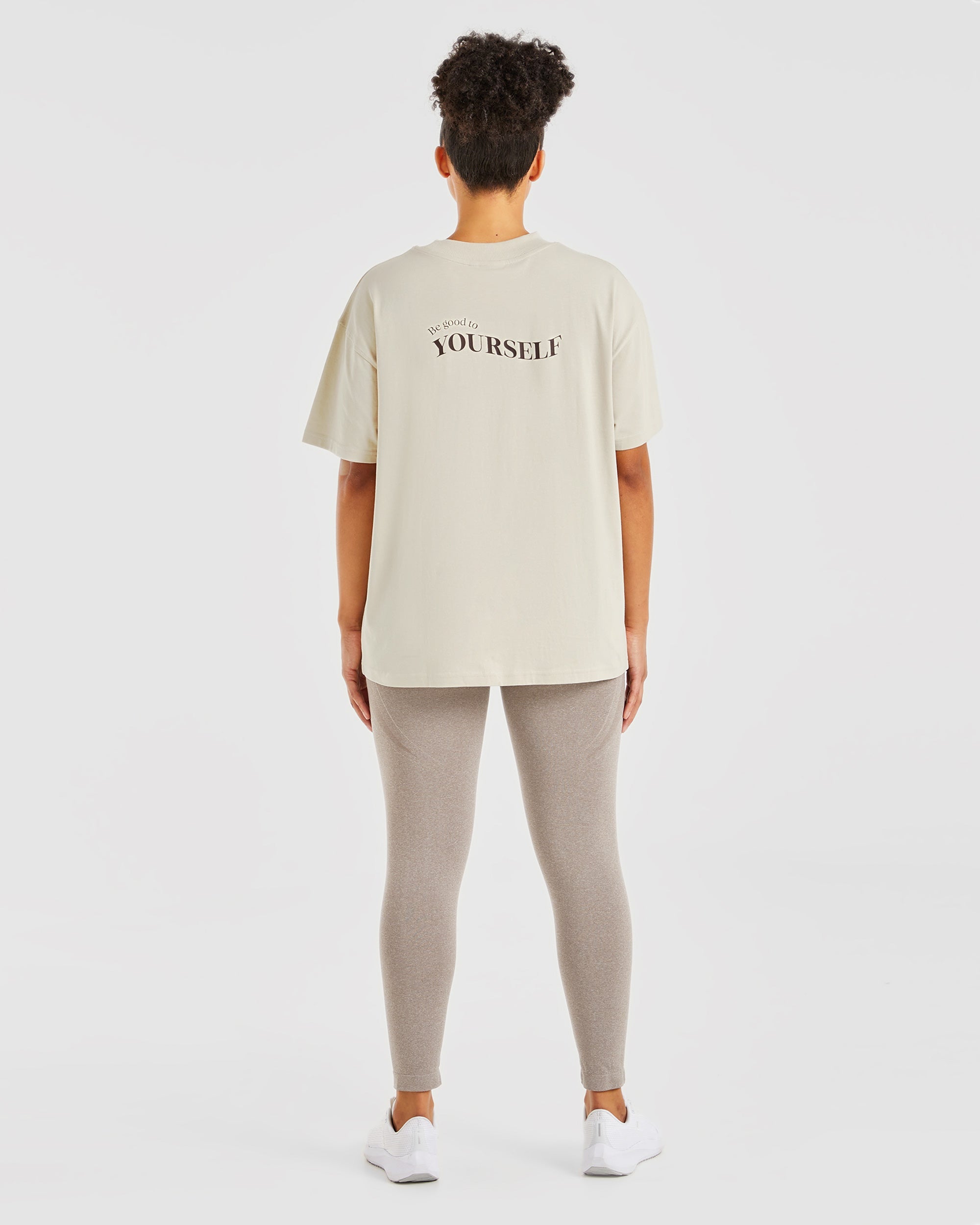 Be Good To Yourself Oversized T Shirt - Beige/Brown