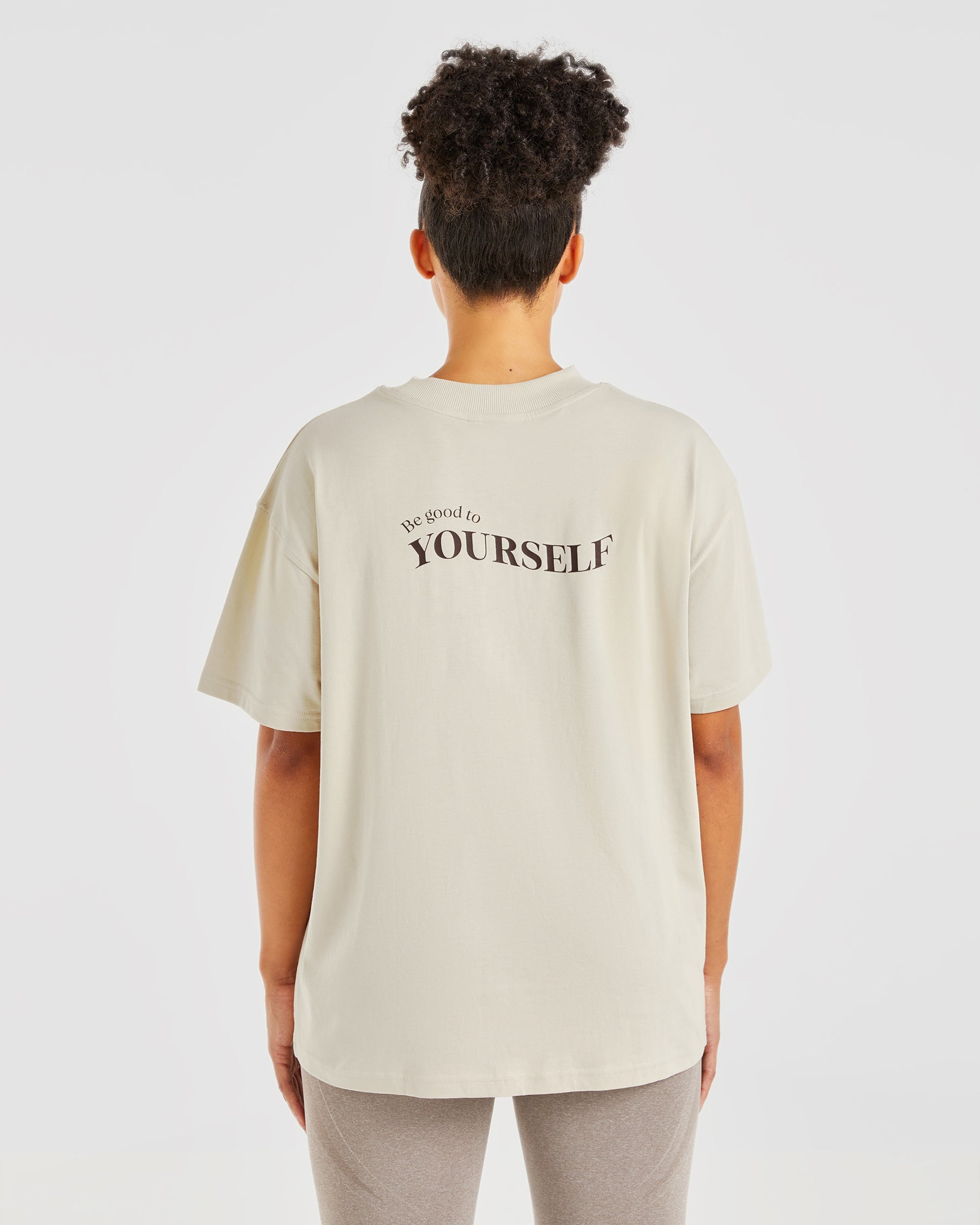 Be Good To Yourself Oversized T Shirt - Beige/Brown