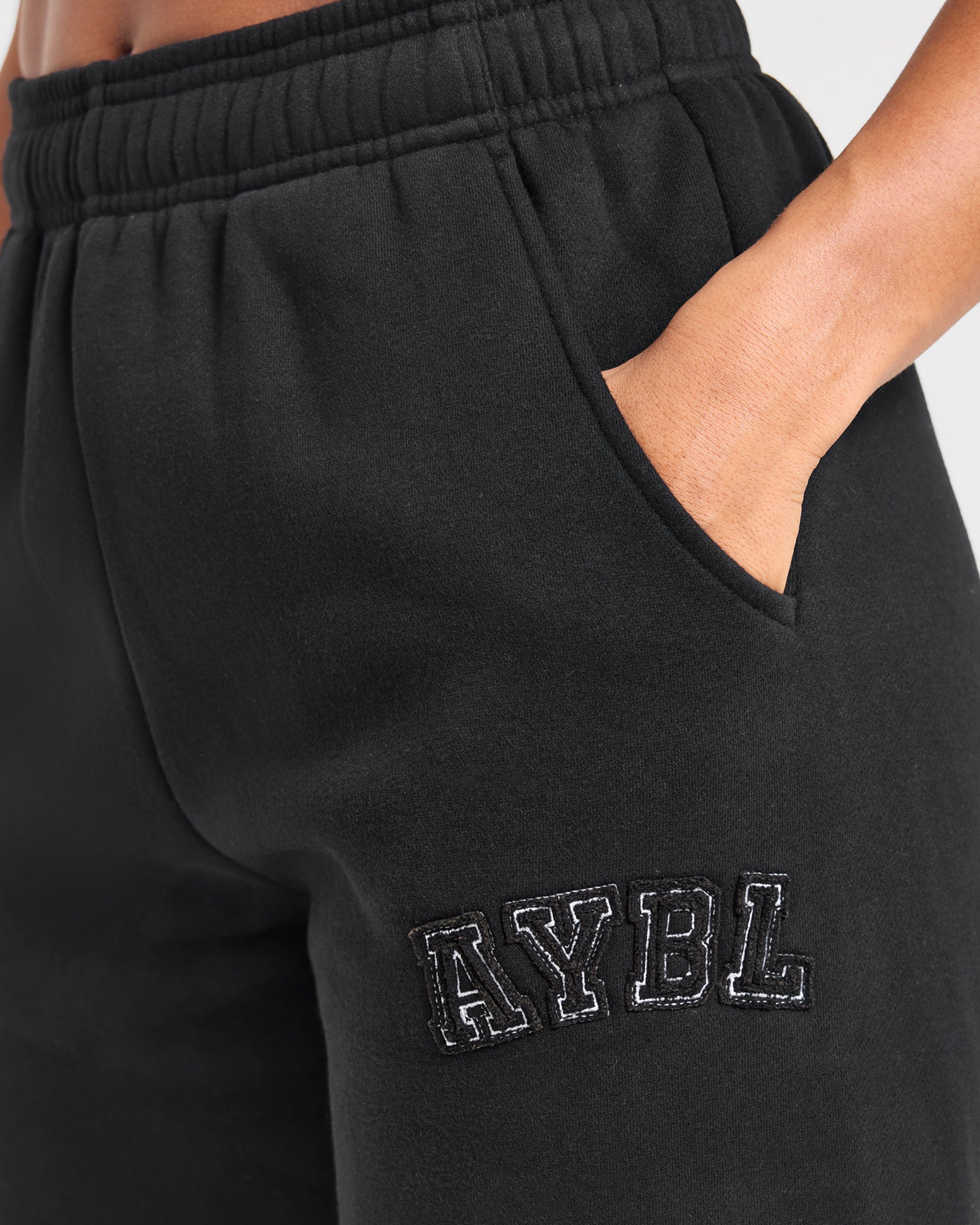 Varsity Applique Oversized Joggers - Black