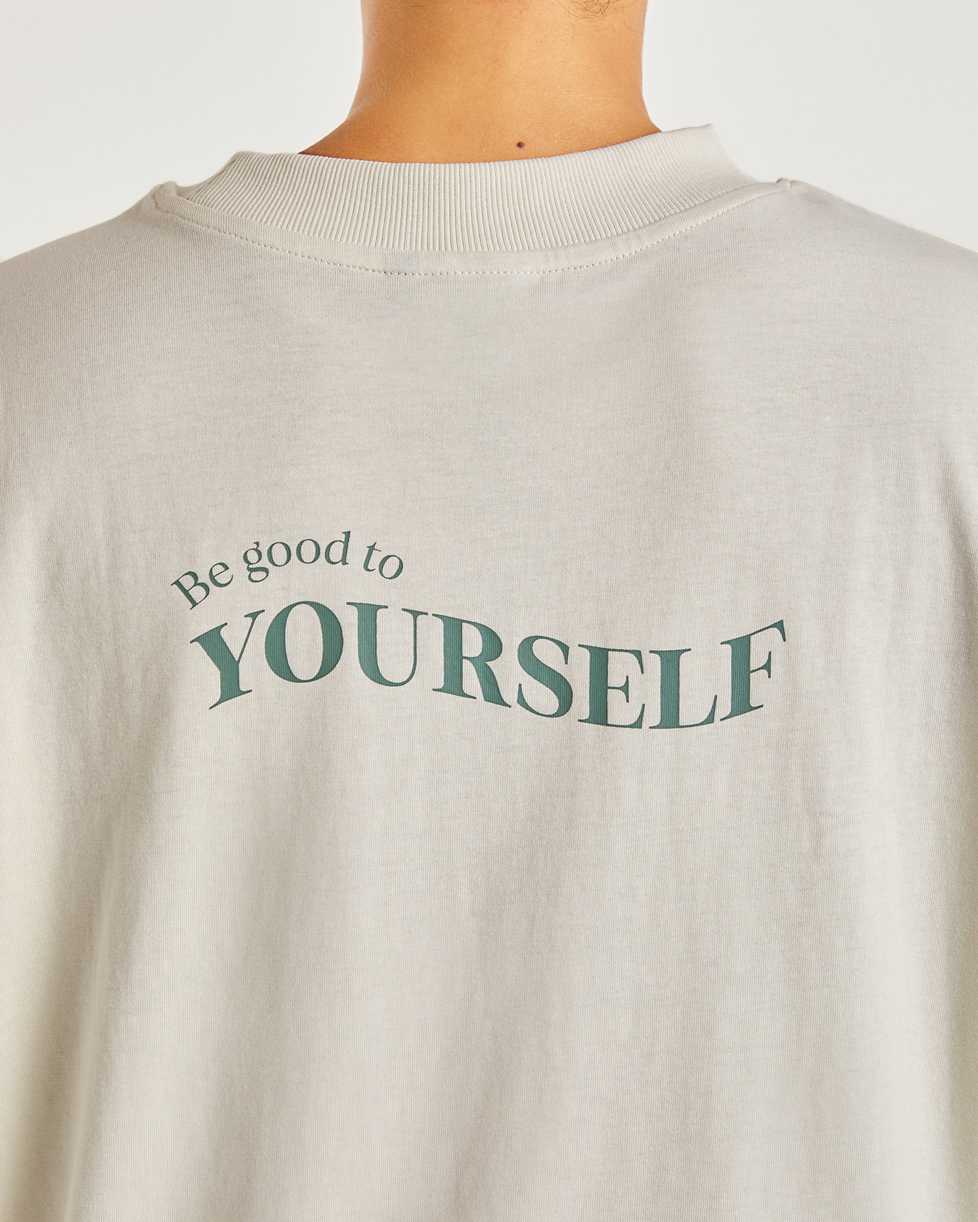 Be Good To Yourself Oversized T Shirt - Off White/Green