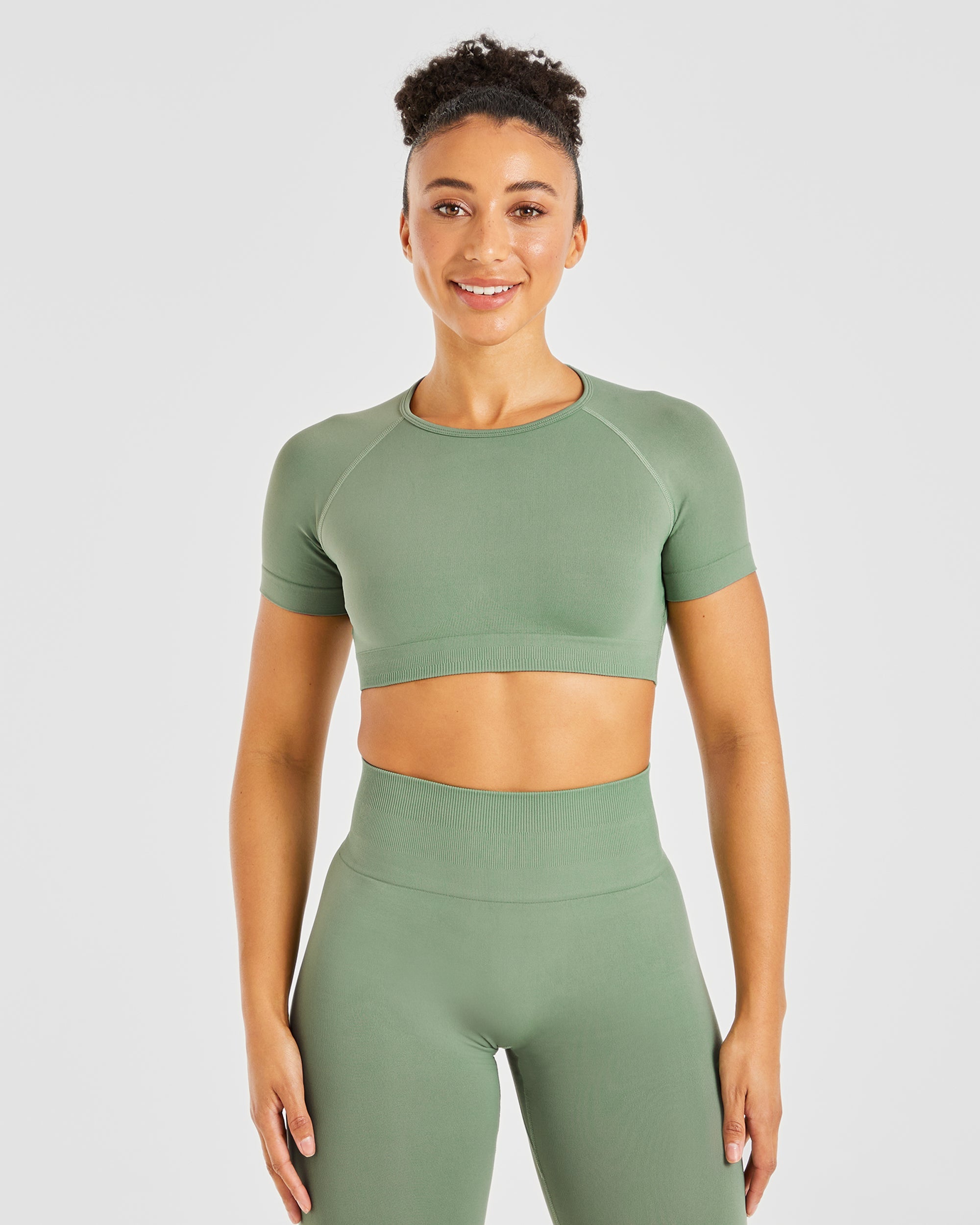 Power Seamless Crop Top - Olive