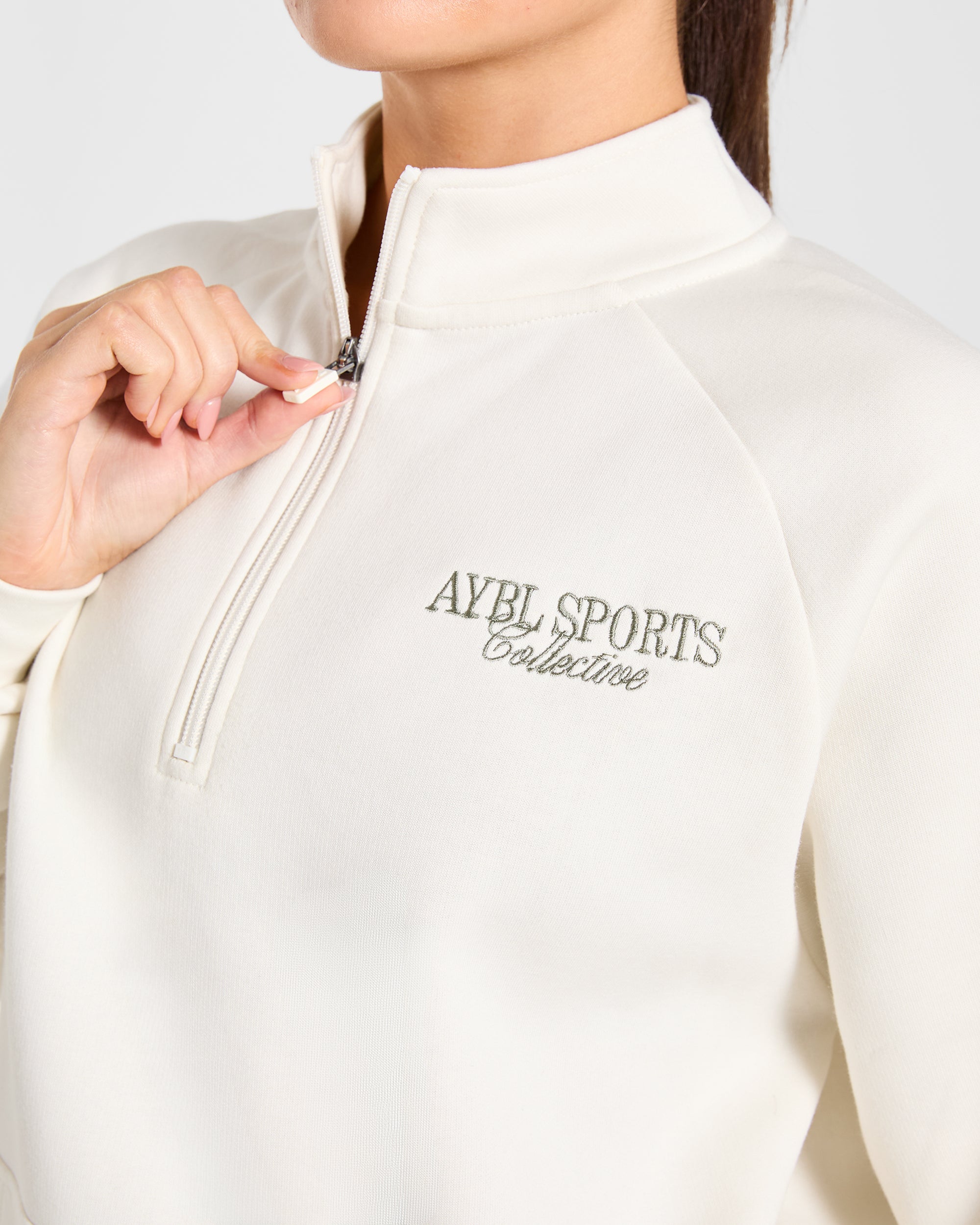 Sports Collective Oversized 1/4 Zip Pullover - Off White/Green