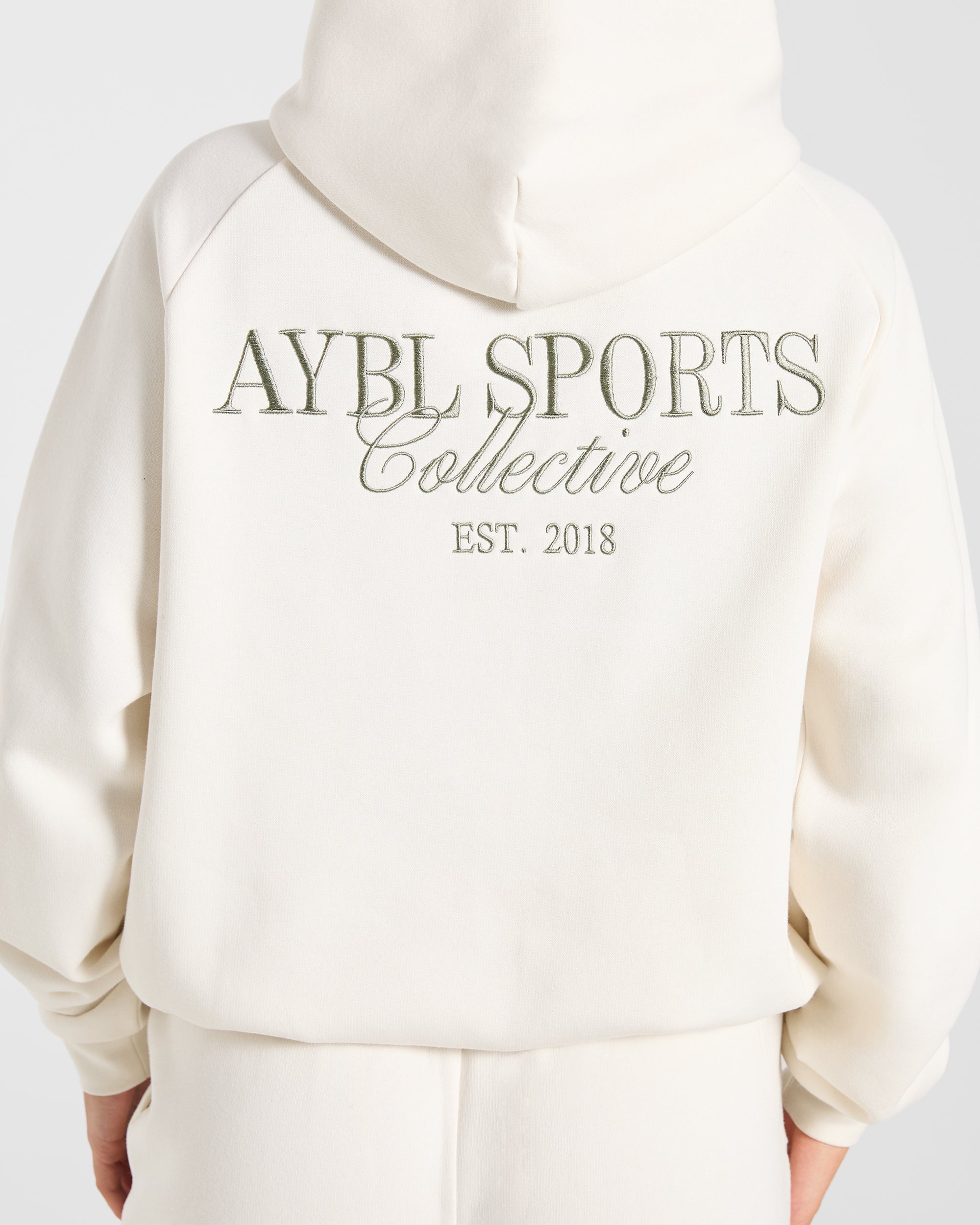 Sports Collective Oversized Hoodie - Off White/Green