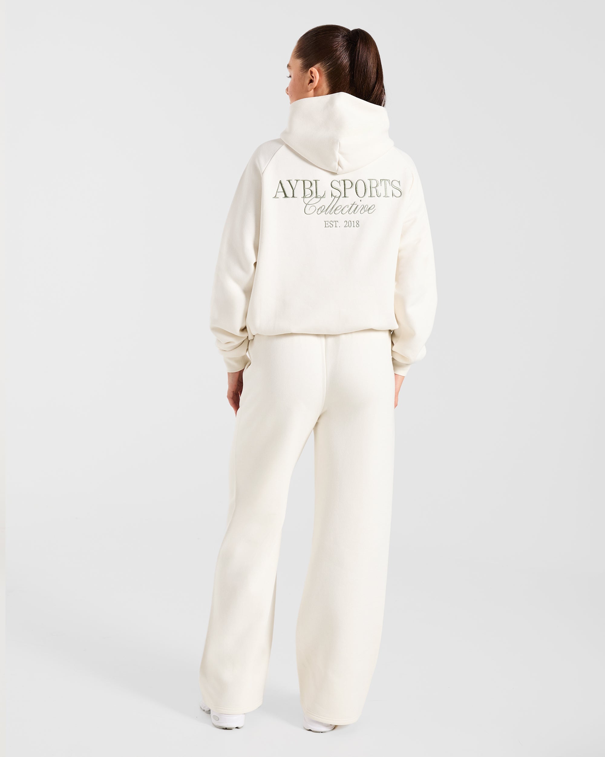 Sports Collective Oversized Hoodie - Off White/Green