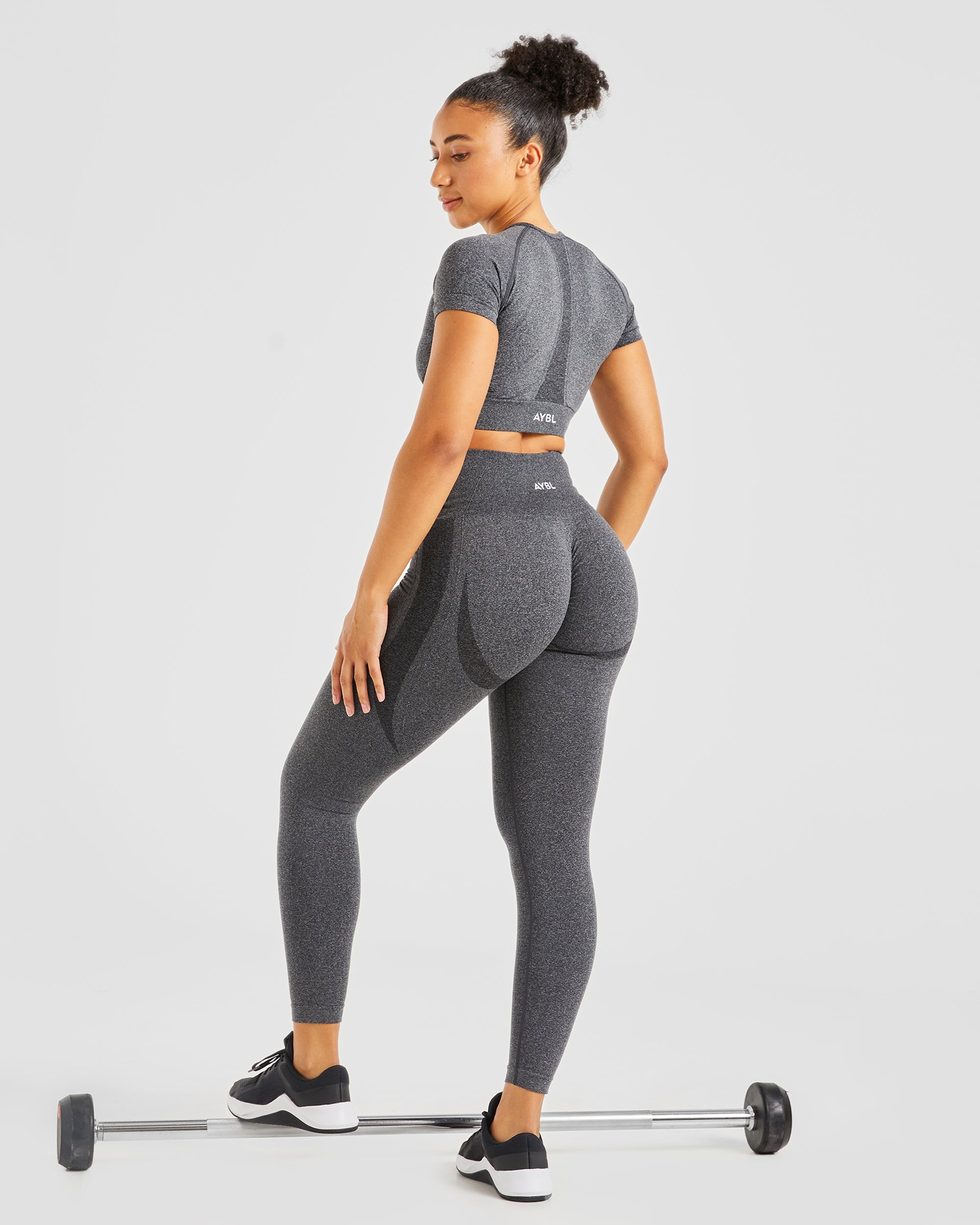 Empower Seamless Crop Top - Black Marl