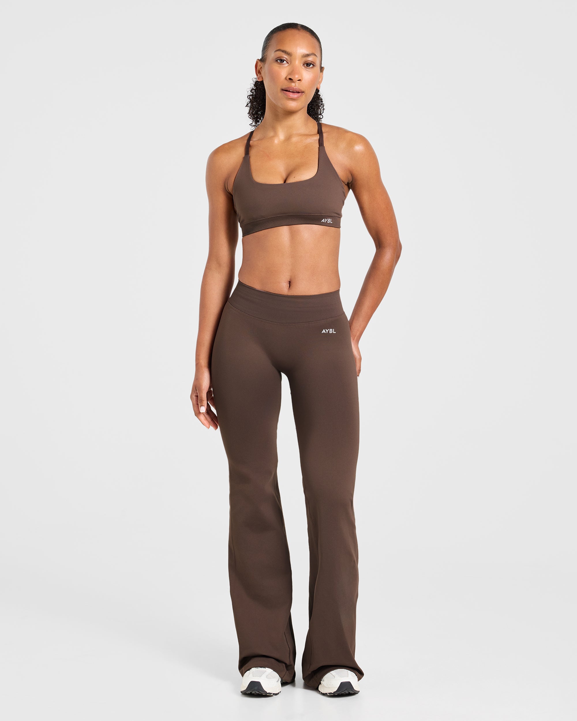 【amateras】Lift & Flow Wide LeggingsブラウンM Enhance Seamless Flared Leggings - Brown