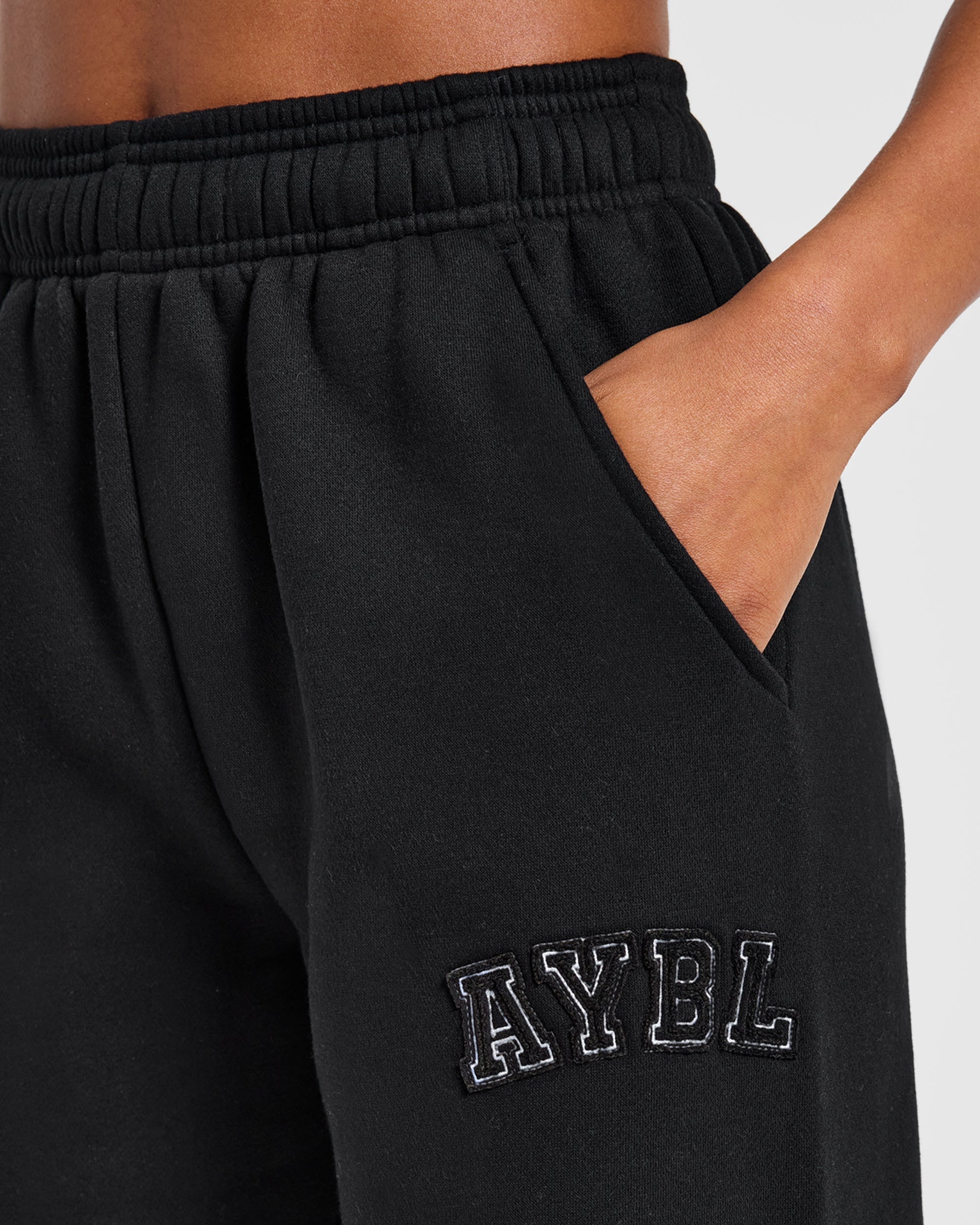 Varsity Applique Oversized Straight Leg Joggers - Black
