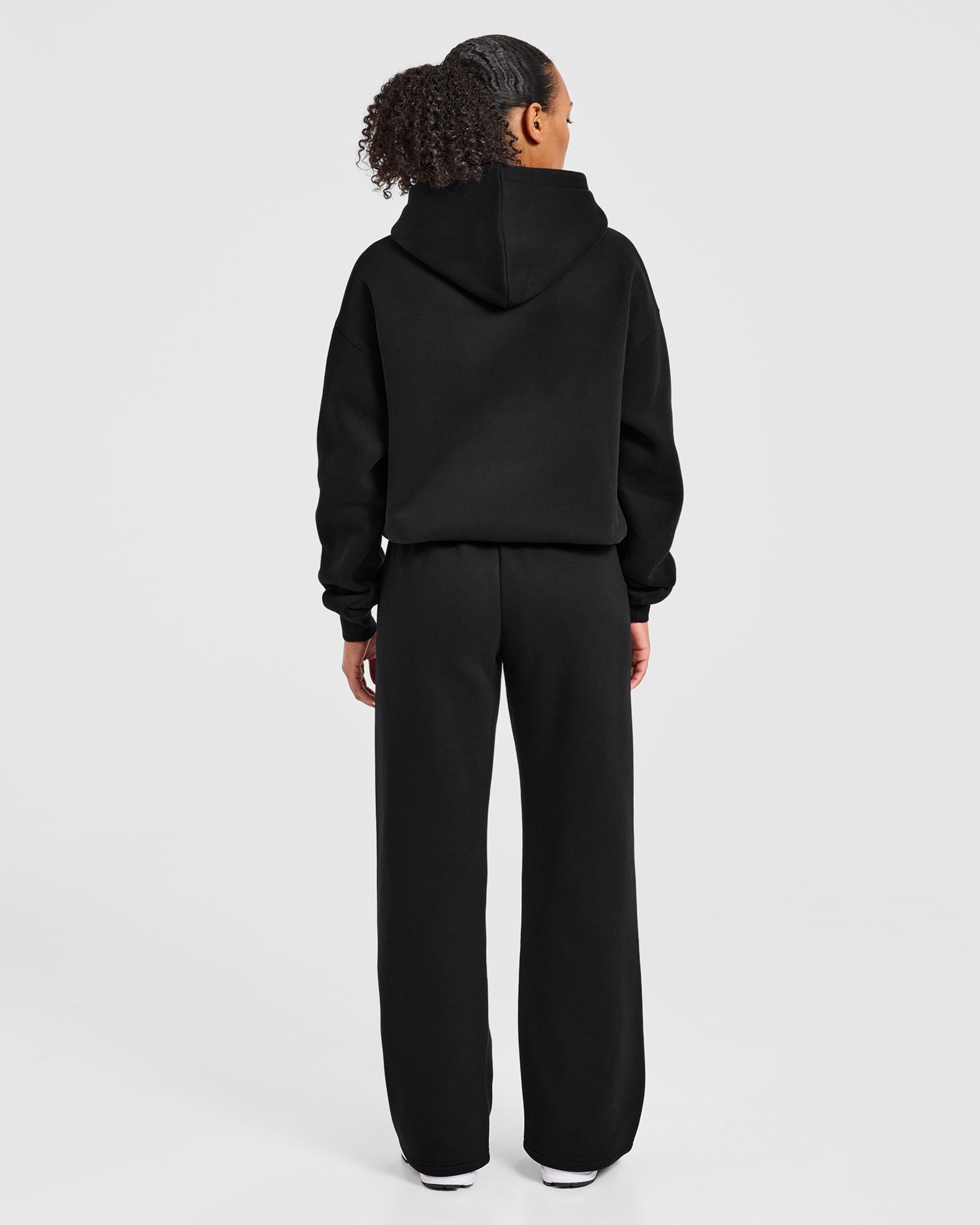 Varsity Applique Oversized Straight Leg Joggers - Black