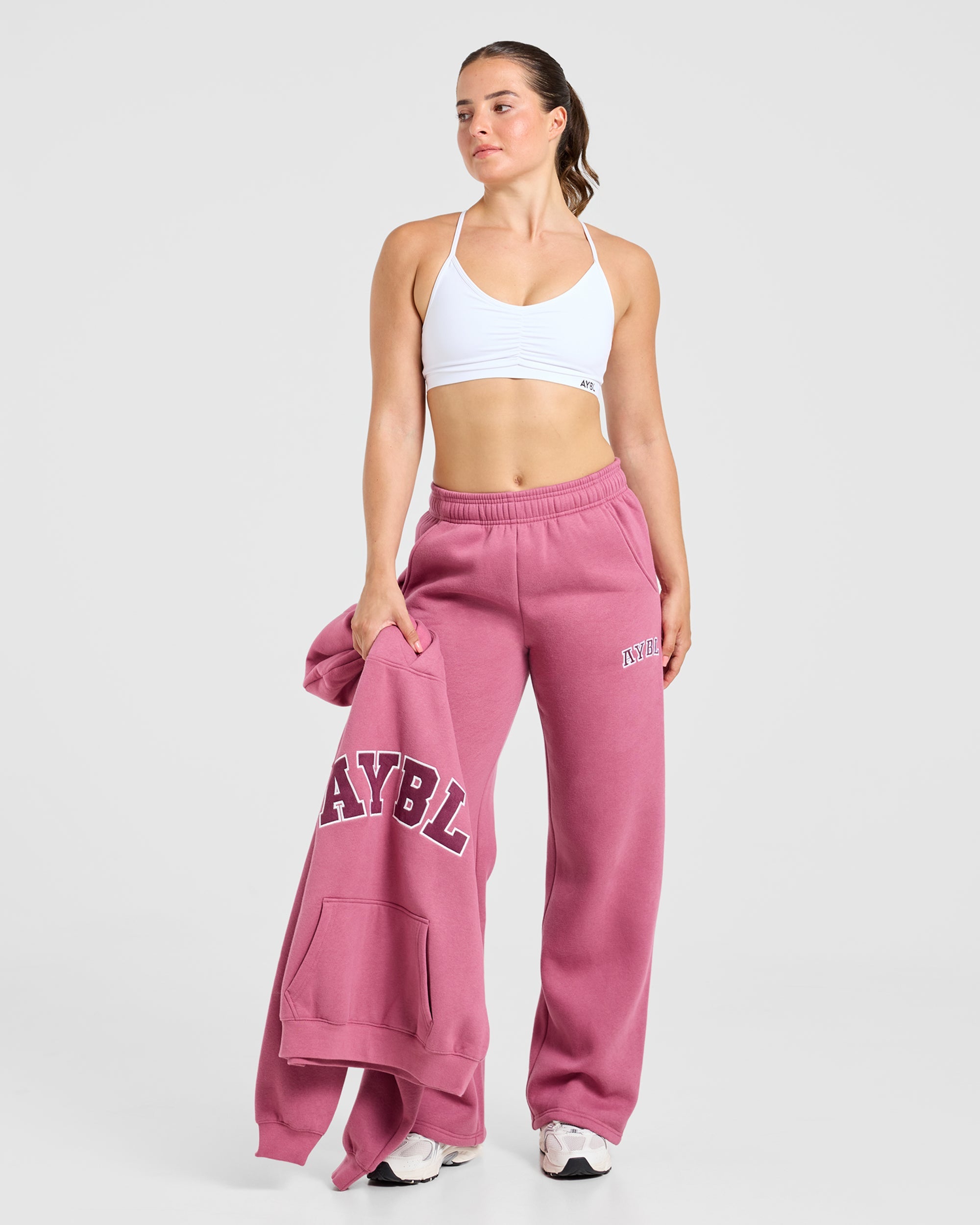 Varsity 2.0 Oversized Straight Leg Joggers - Dusty Rose