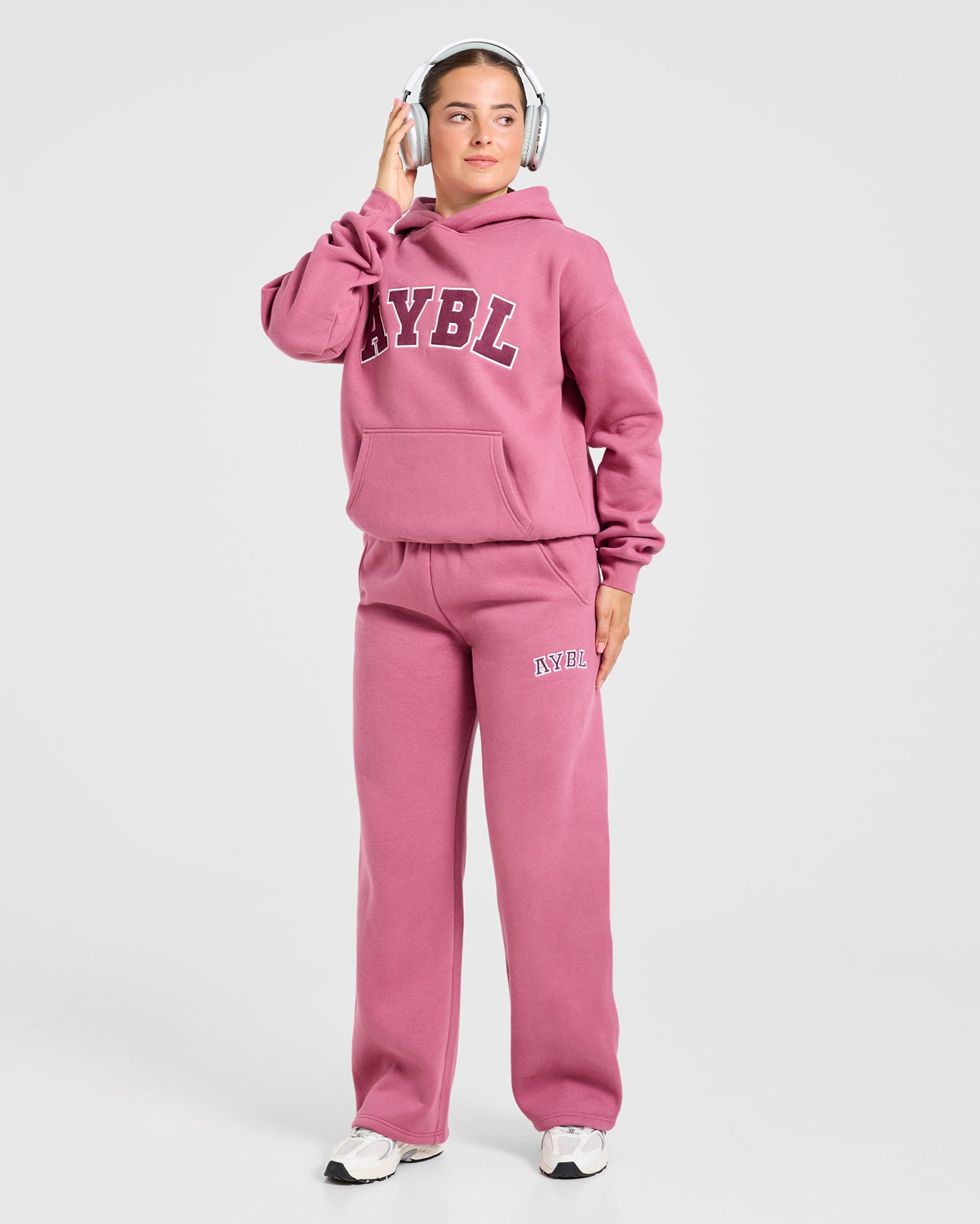 Varsity 2.0 Oversized Straight Leg Joggers - Dusty Rose