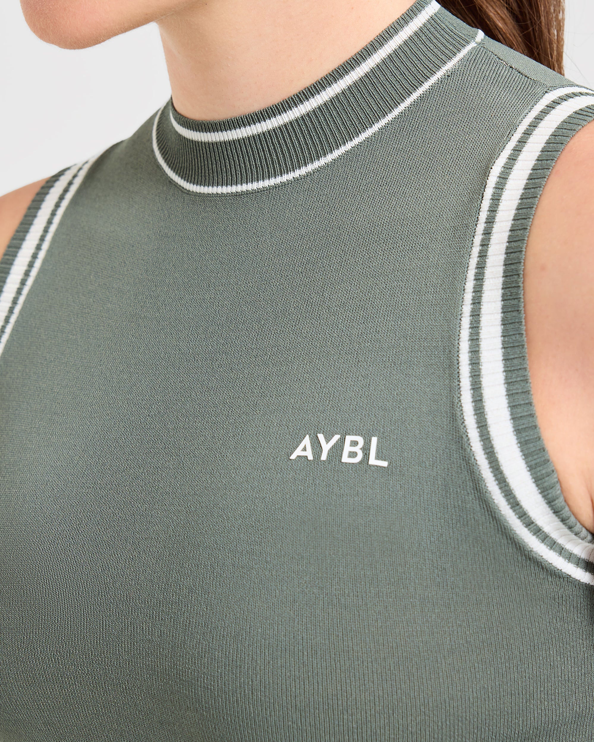 Classic Knitted High Neck Vest - Hillside Green