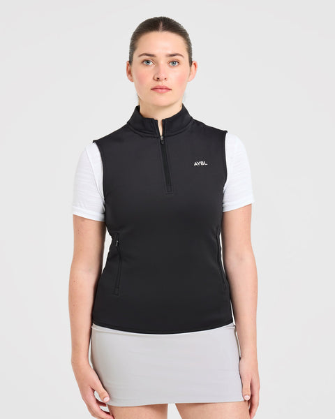 Classic 1/4 Zip Vest - Black