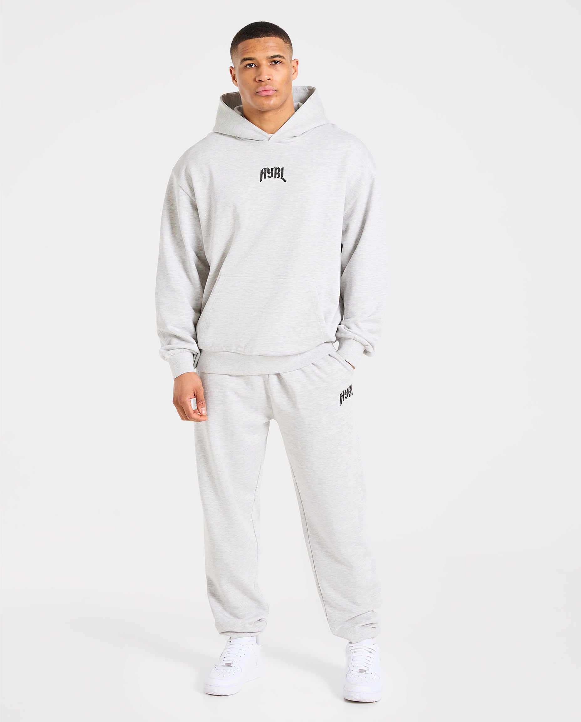 Heavy Lifting Gothic Oversized Hoodie - Grey Marl