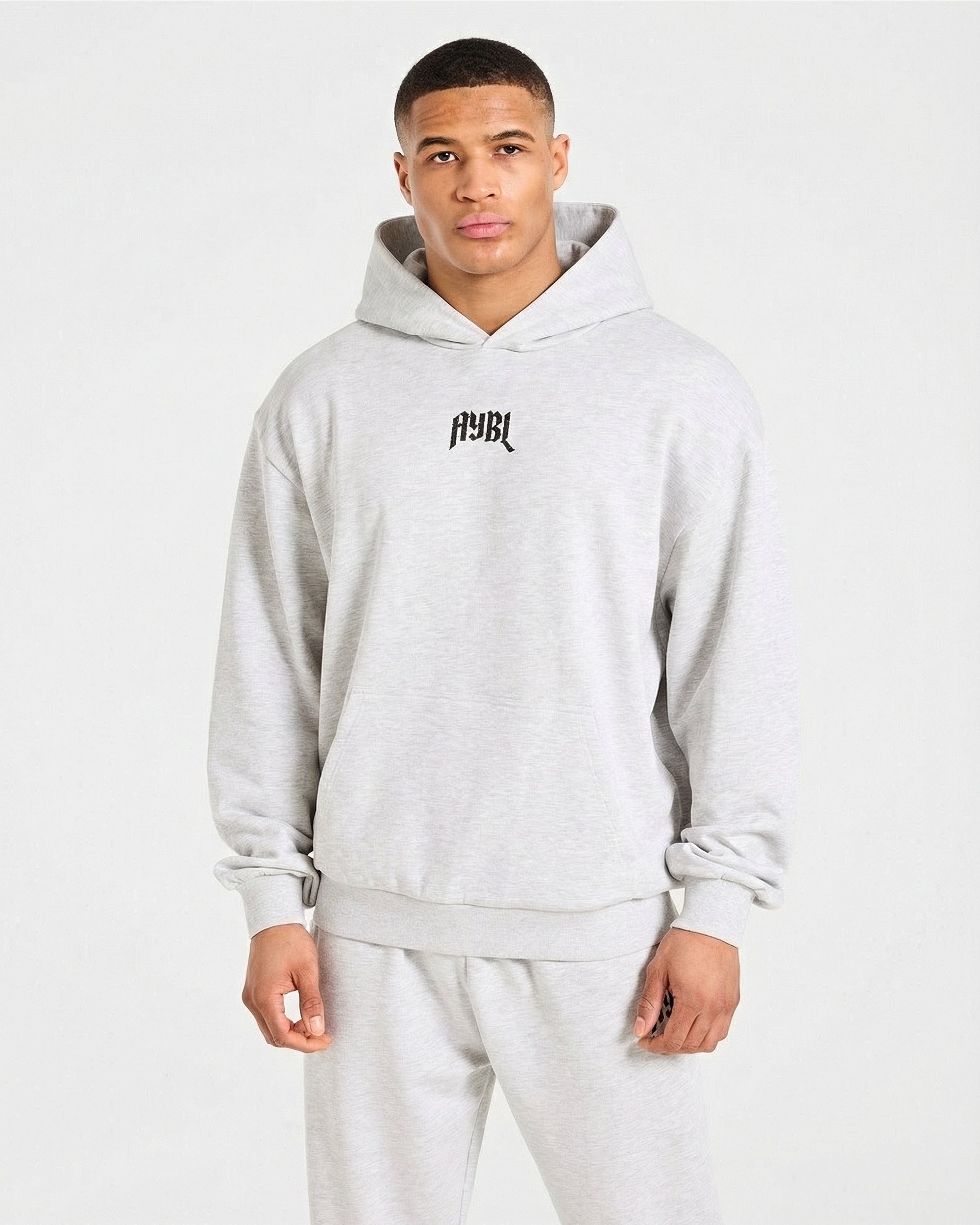 Heavy Lifting Gothic Oversized Hoodie - Grey Marl