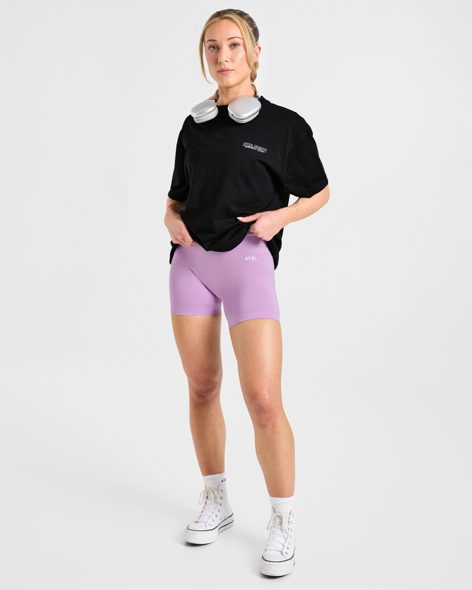 Varsity Dept. Oversized T Shirt - Black/Lilac