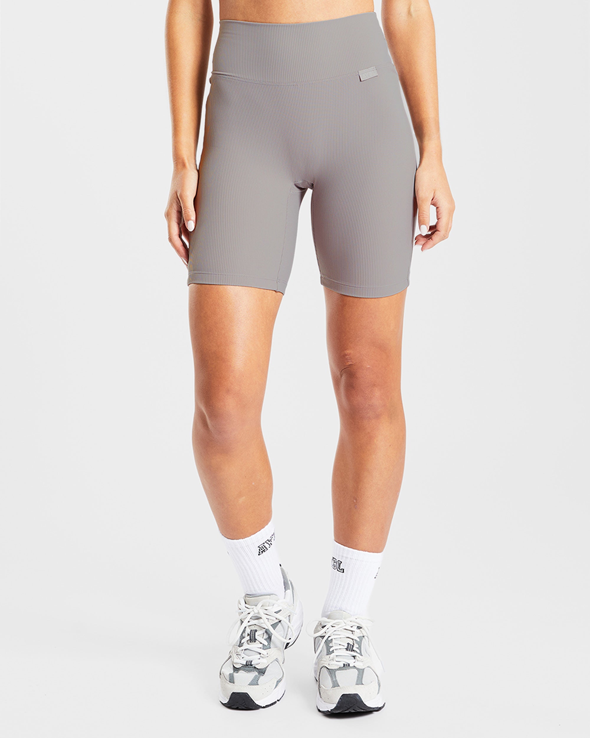 Sculpt Ribbed Cycling Shorts - Fog Grey