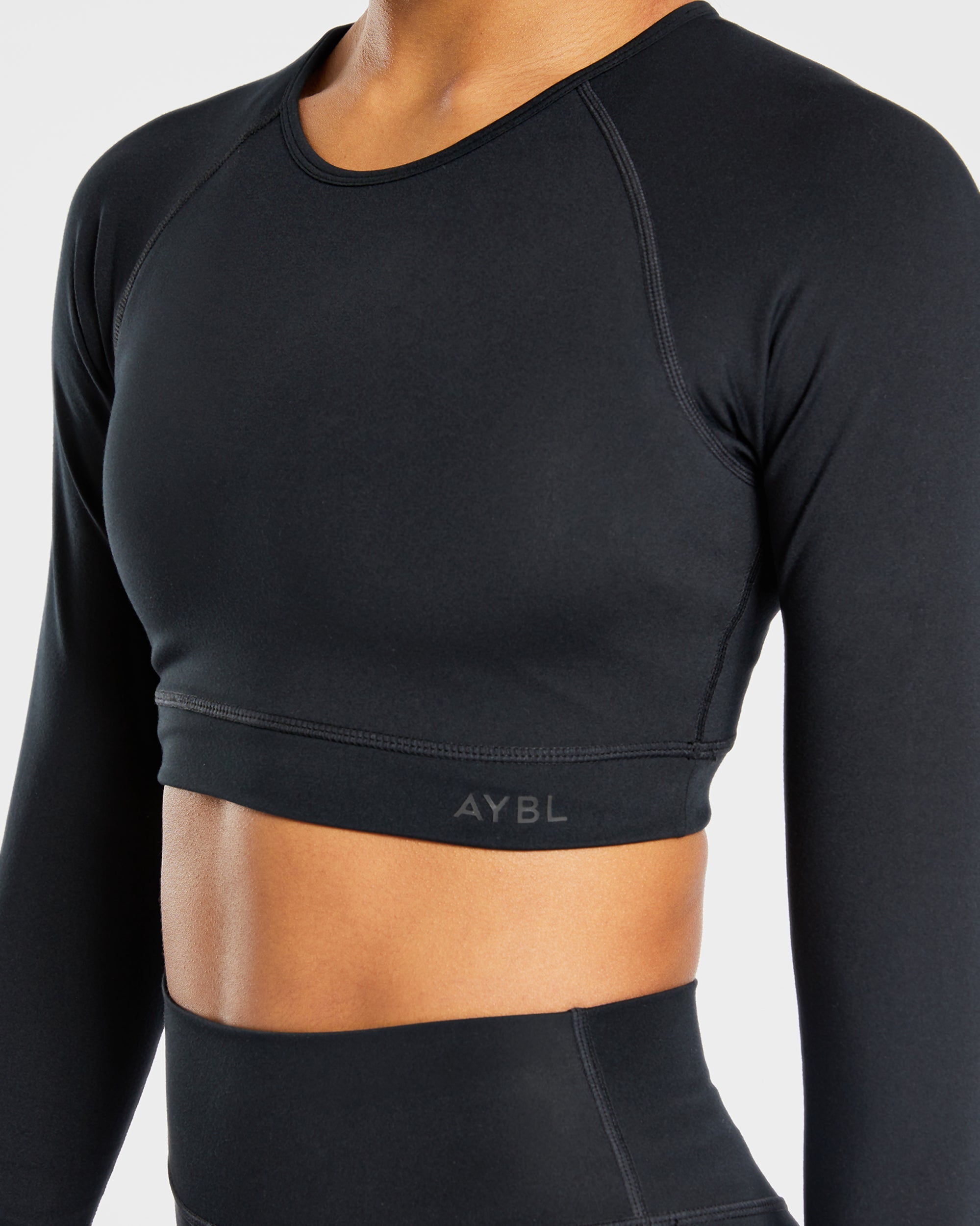 Staple Long Sleeve Crop Top - Black