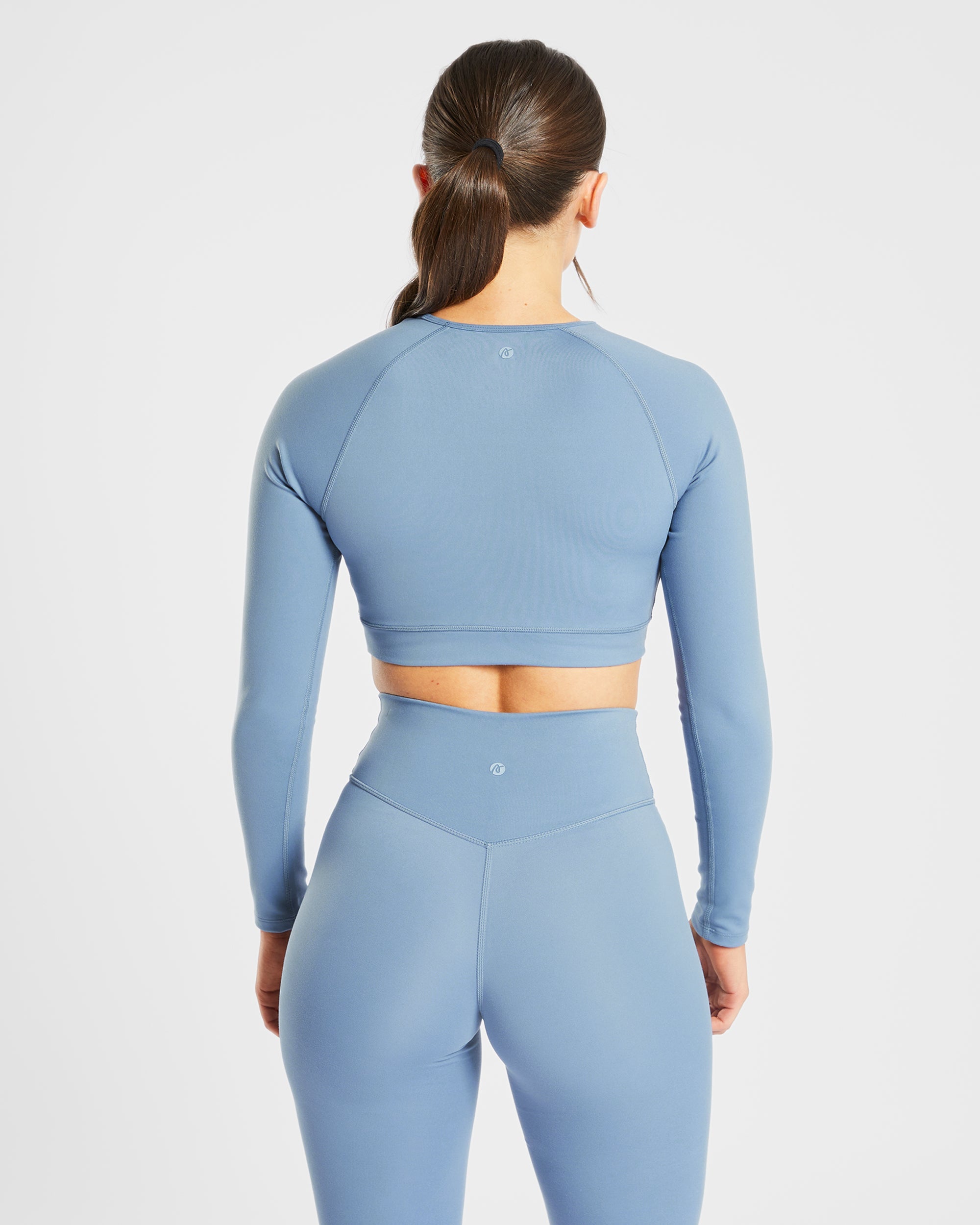 Staple Long Sleeve Crop Top - Slate Blue