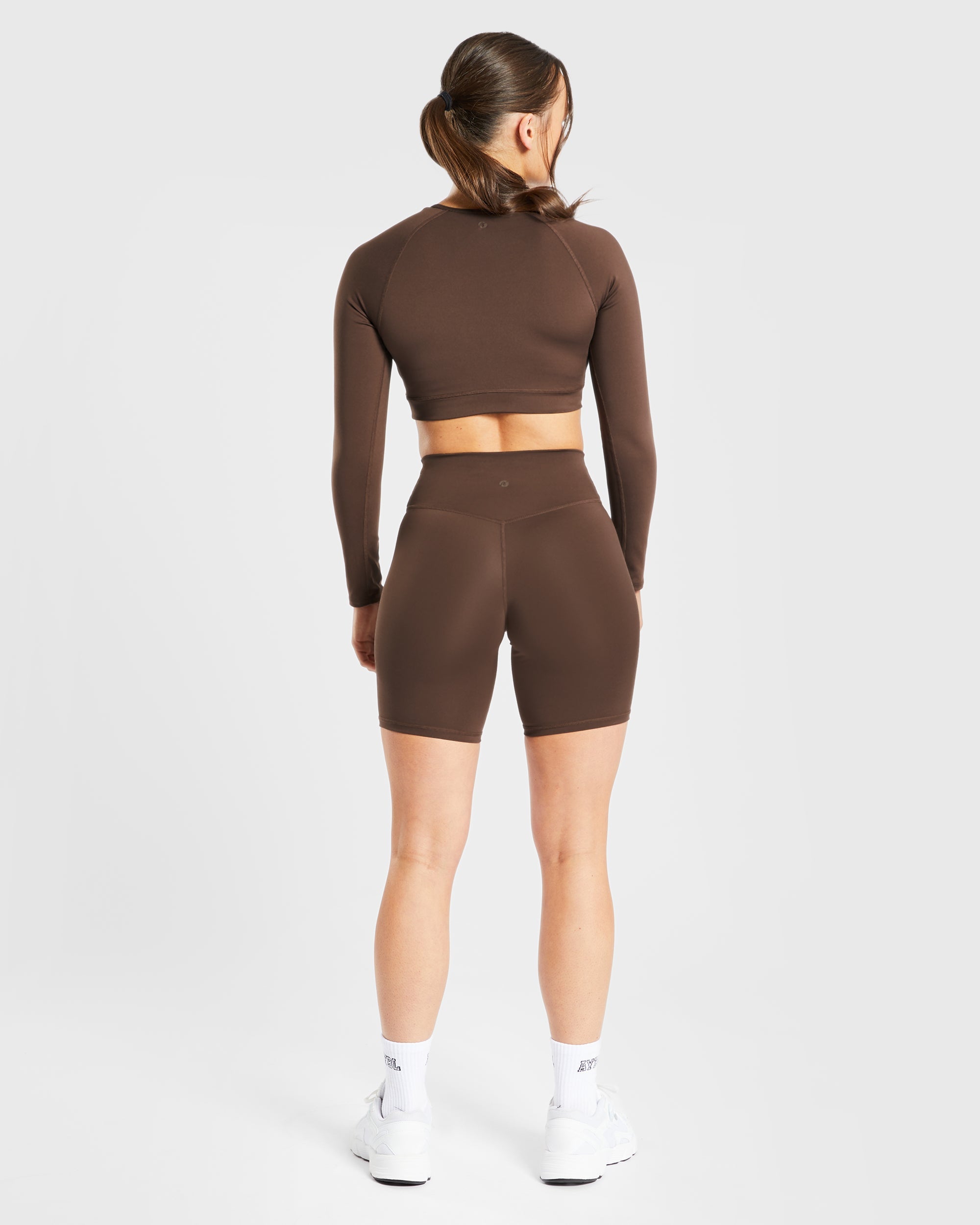 Staple Long Sleeve Crop Top - Brown