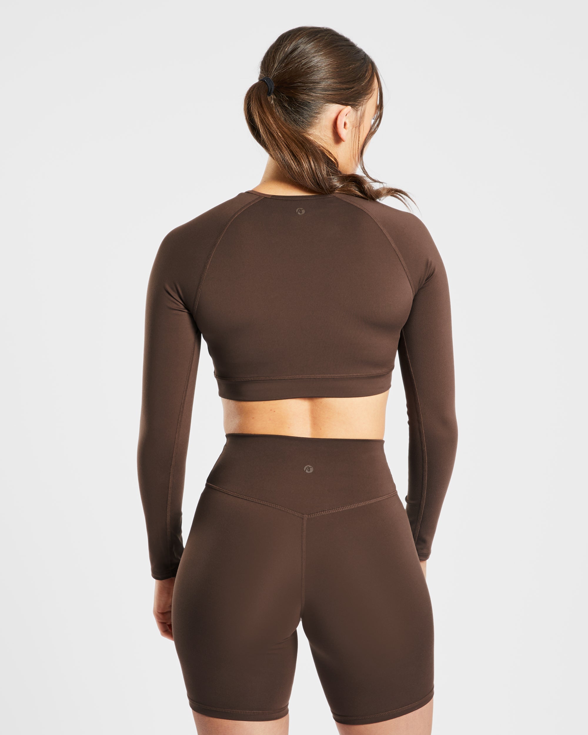 Staple Long Sleeve Crop Top - Brown