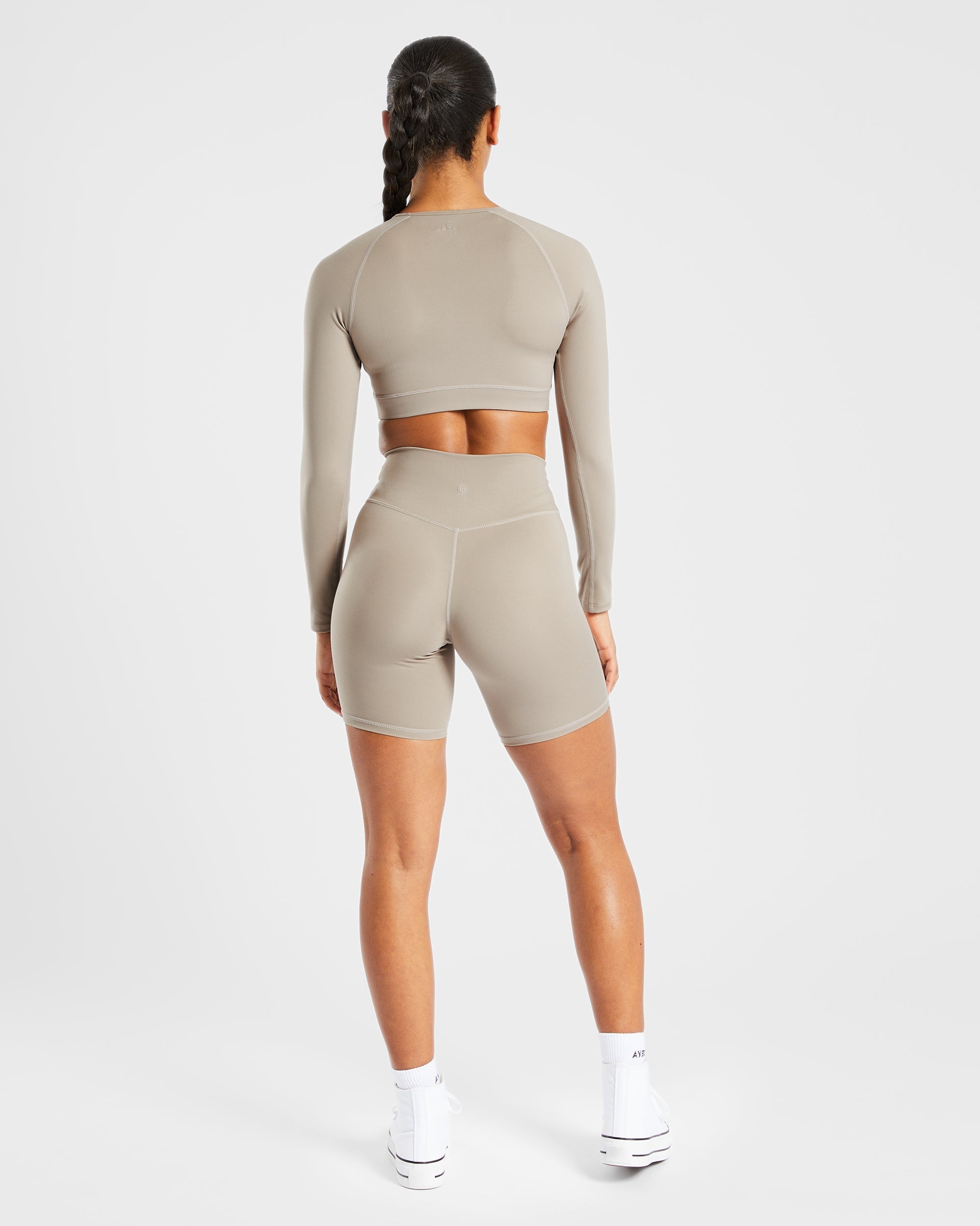 Staple Long Sleeve Crop Top - Muted Taupe