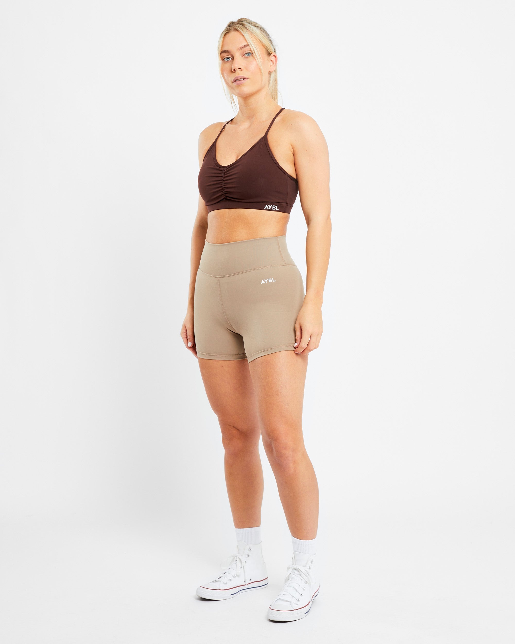 Essential Ruched Sports Bra - Chocolate Brown