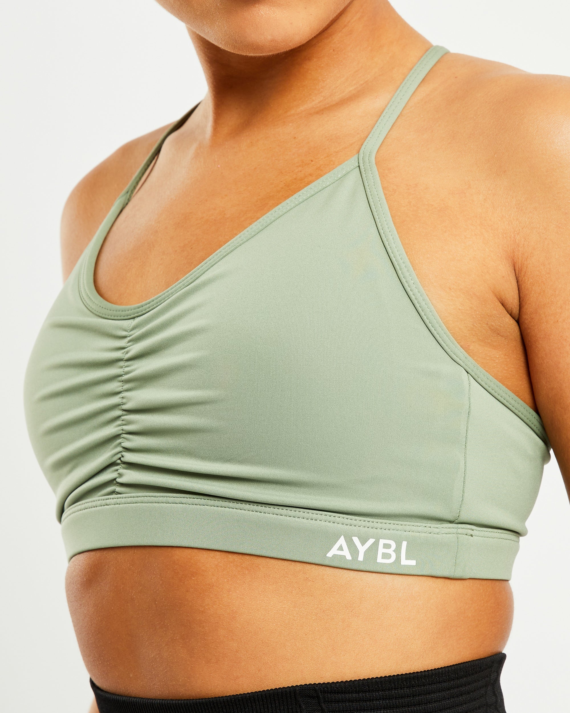 Essential Ruched Sports Bra - Olive Green