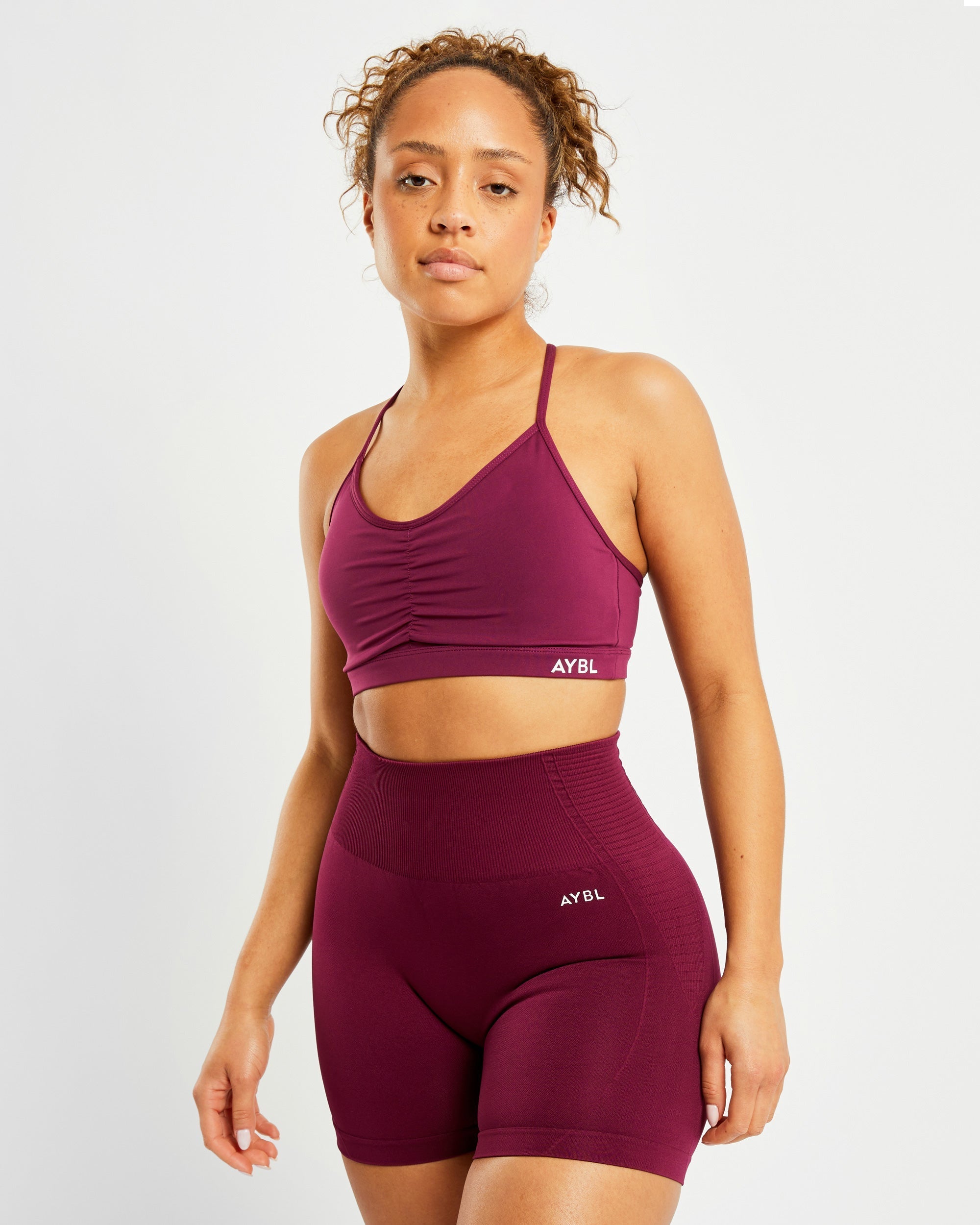 Essential Ruched Sports Bra - Purple Wine