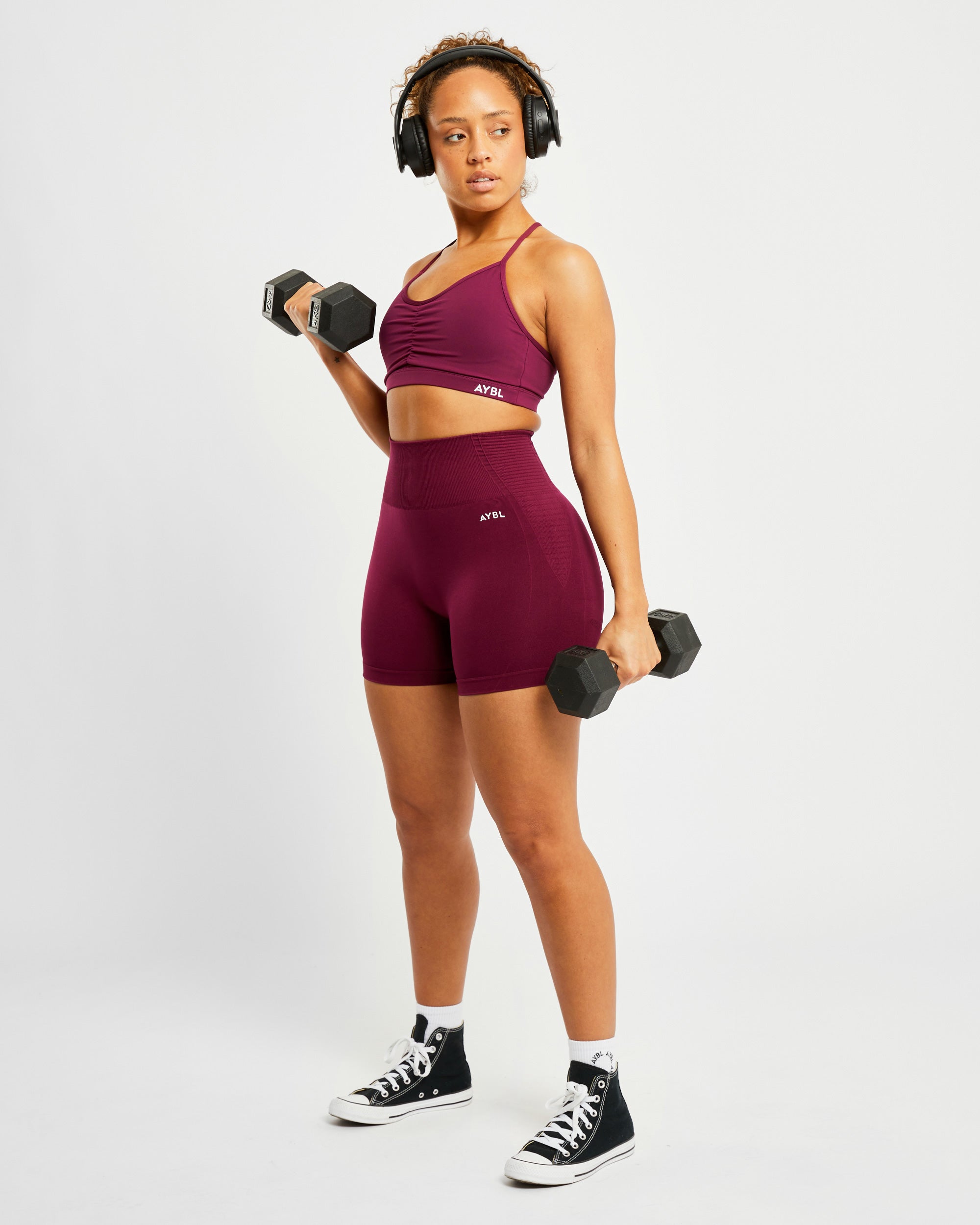 Essential Ruched Sports Bra - Purple Wine