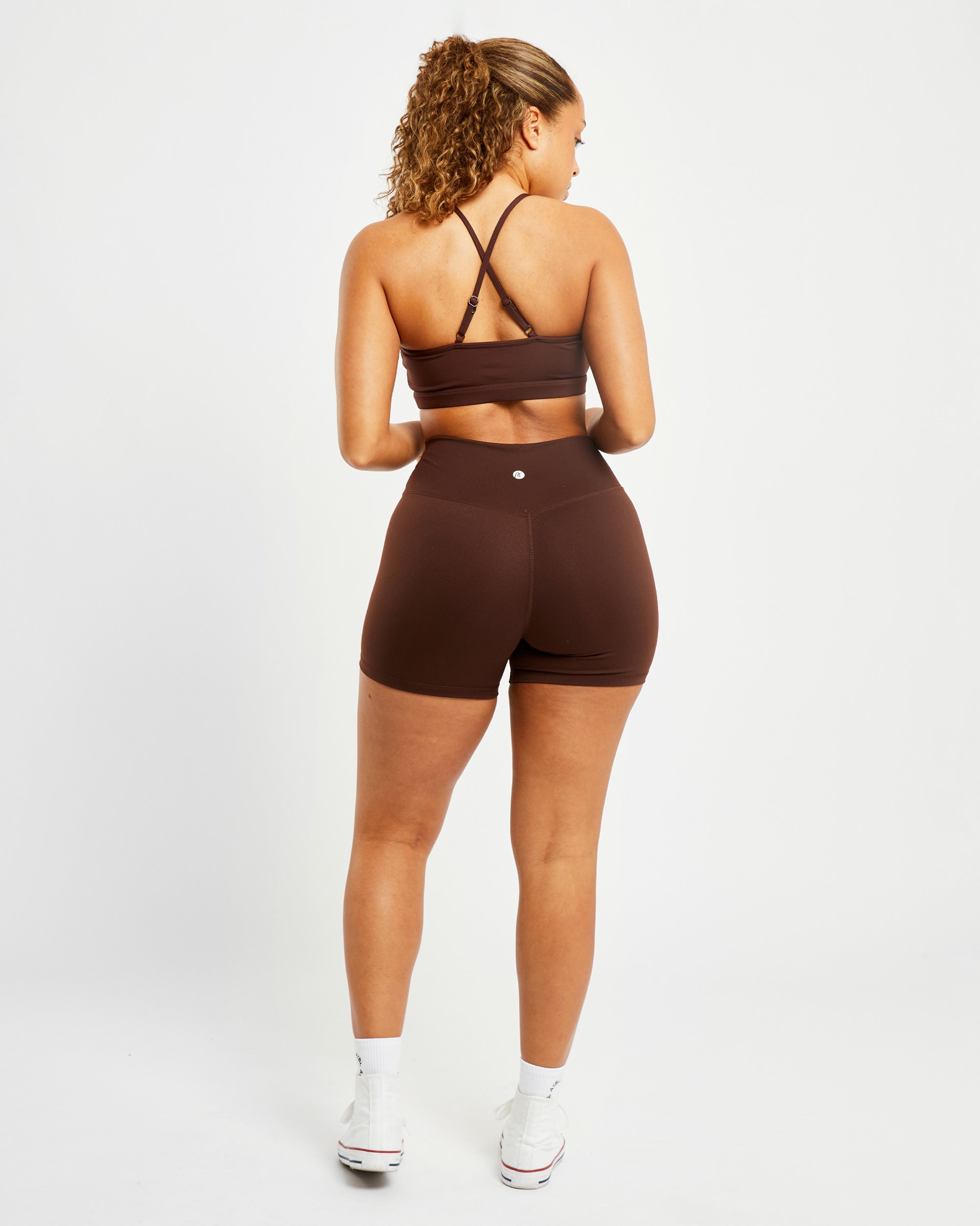 Essential V Neck Sports Bra - Chocolate Brown