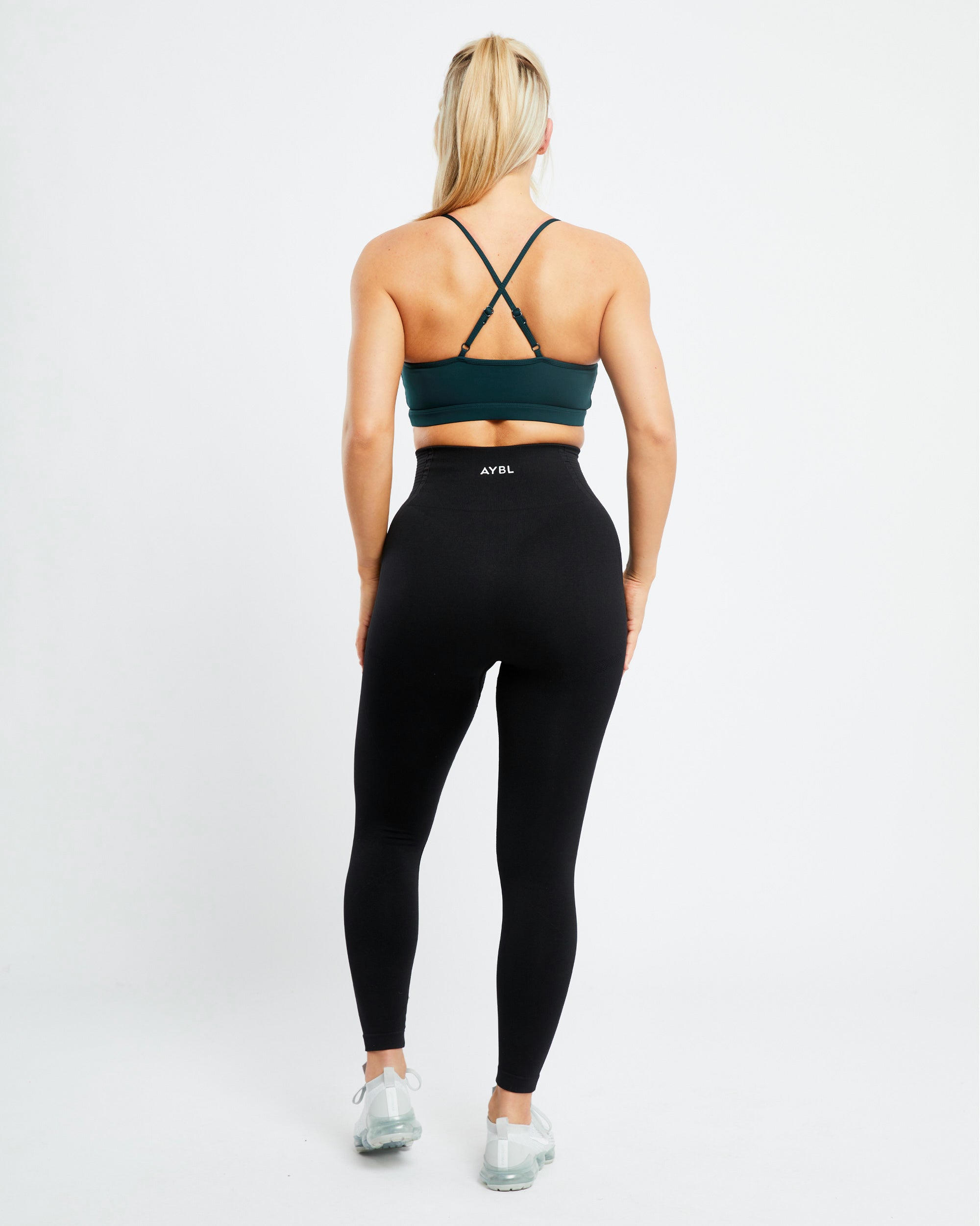 Essential V Neck Sports Bra - Forest Green