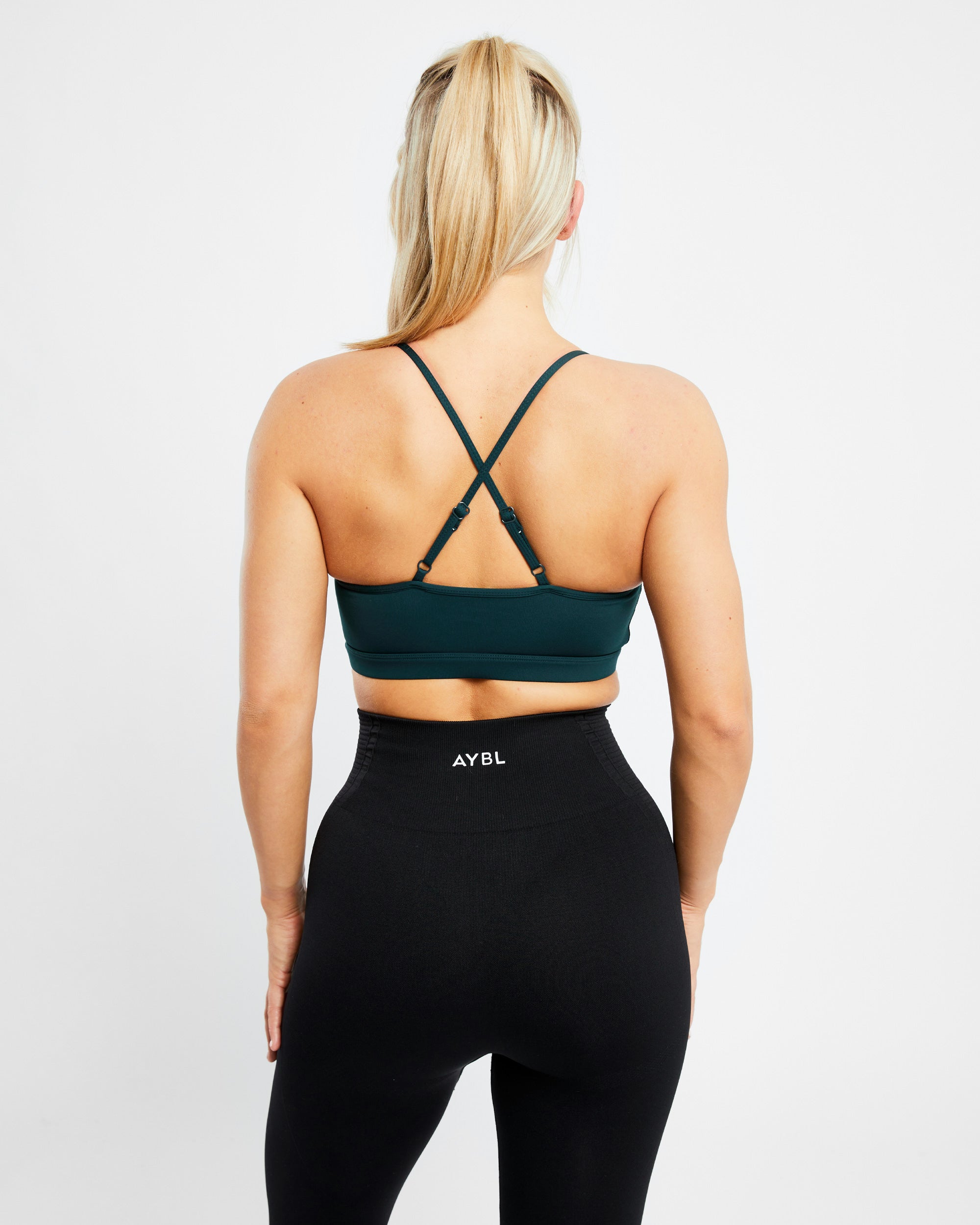 Essential V Neck Sports Bra - Forest Green